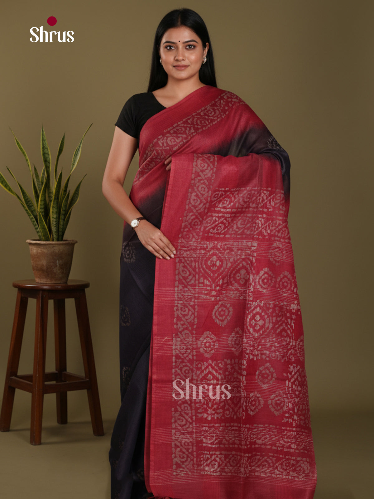 Black & Maroon - Bhatik Saree