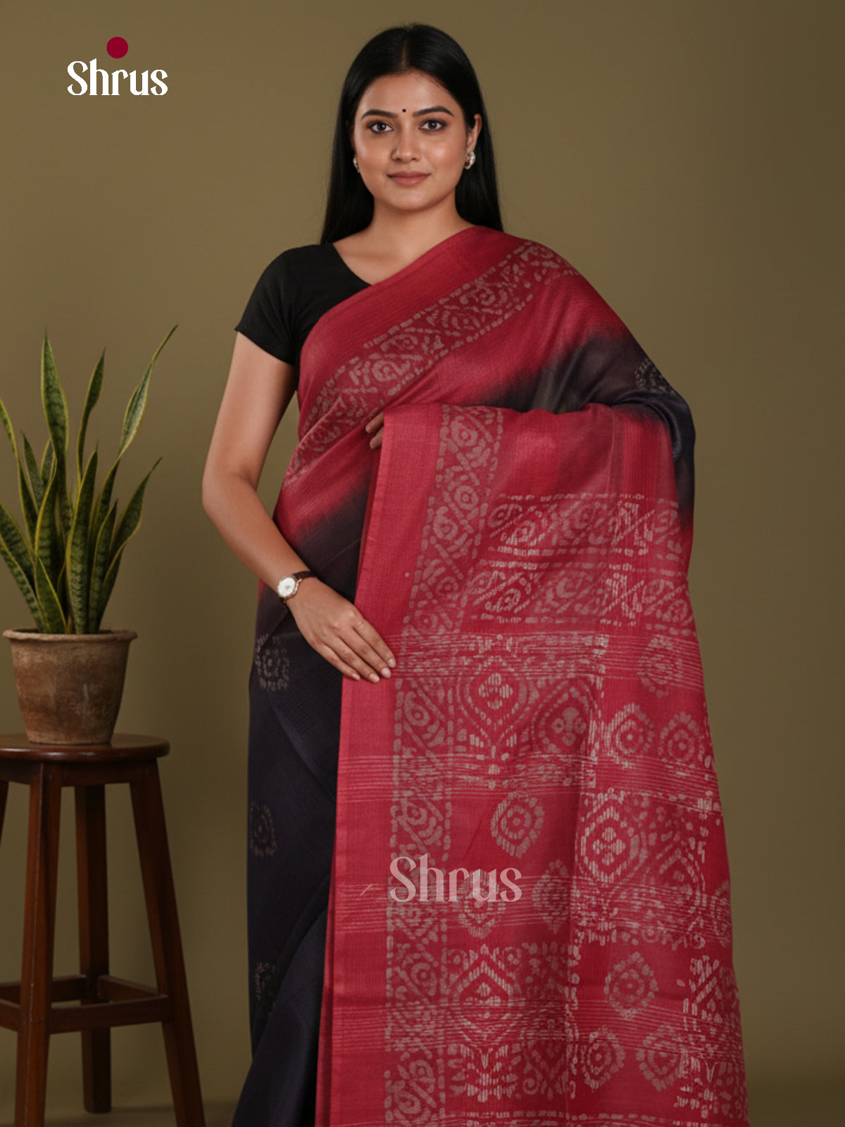 Black & Maroon - Bhatik Saree