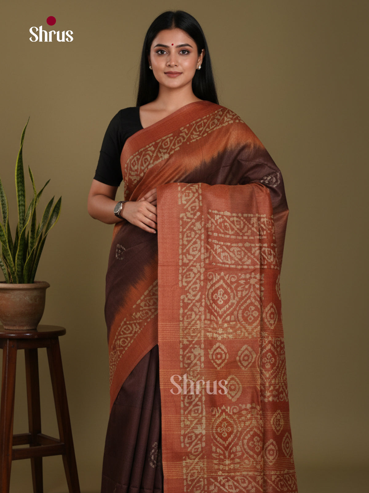 Coffee Brown & Brown - Bhatik Saree