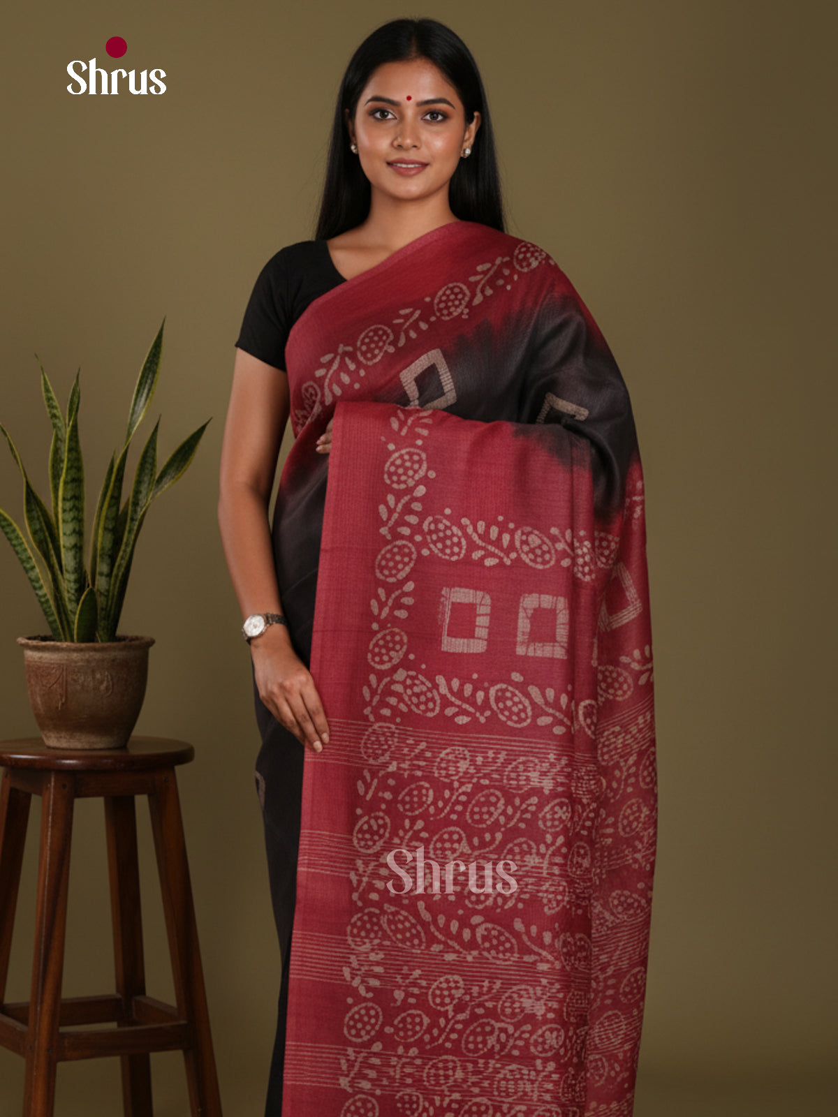 Black & Maroon - Bhatik Saree
