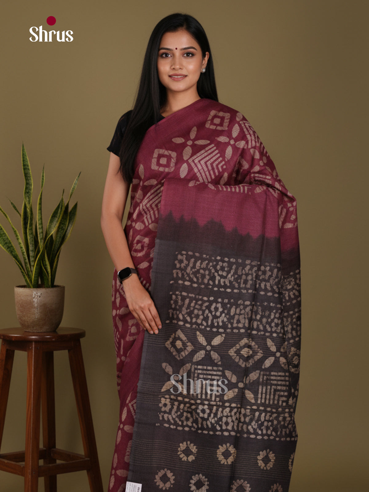 Maroon & Black - Bhatik Saree