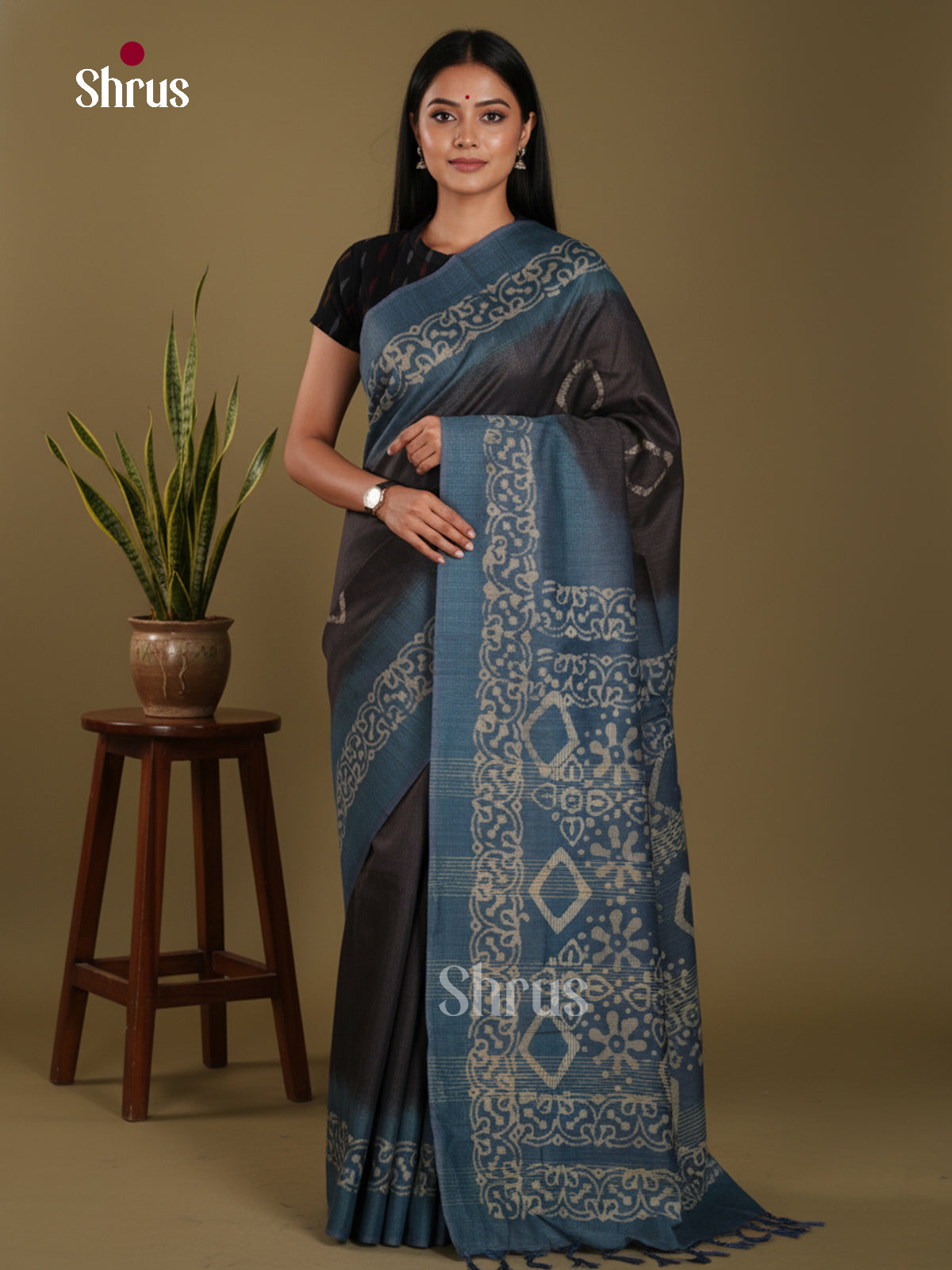 Black & Blue - Bhatik Saree
