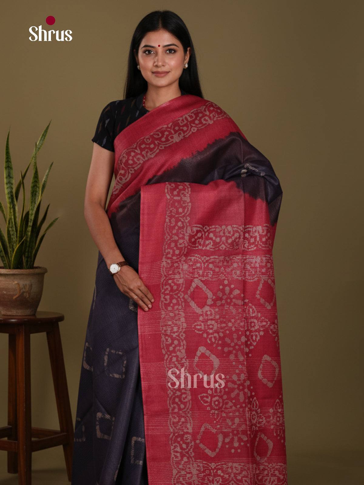 Black & Maroon - Bhatik Saree