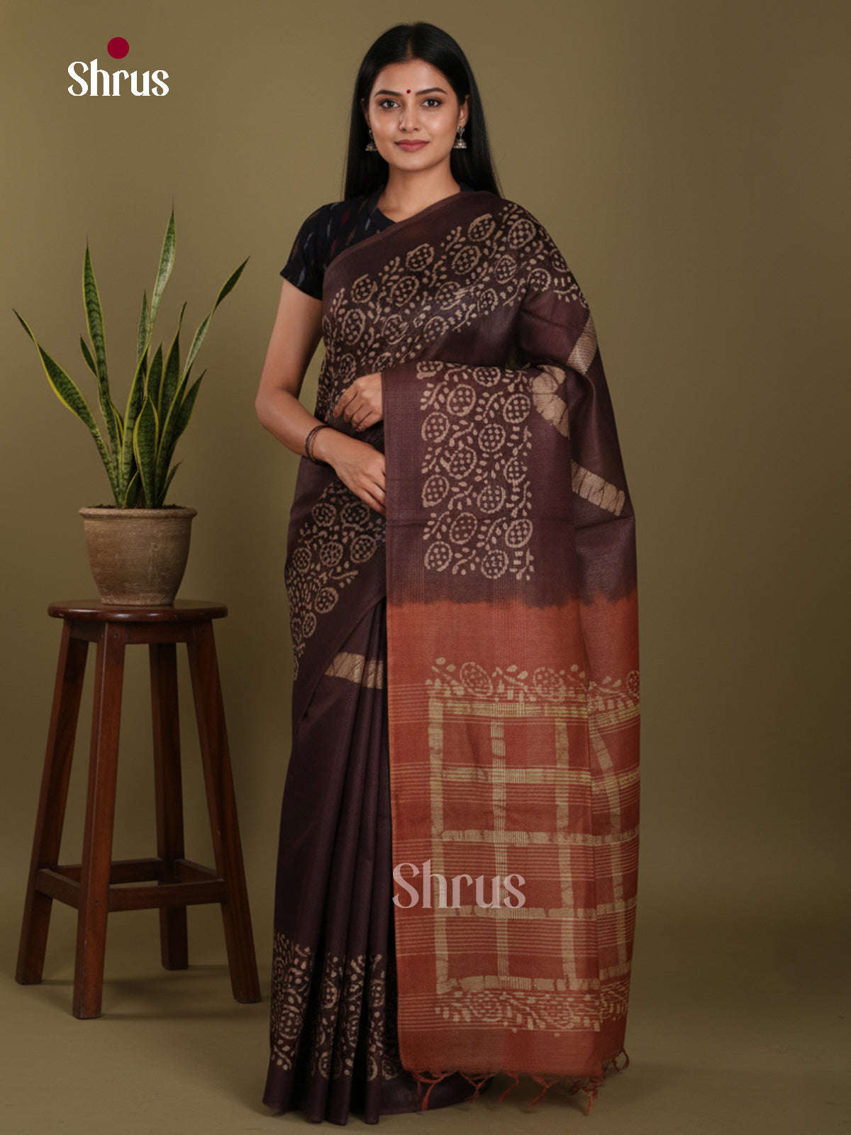 Coffee Brown & Brown - Bhatik Saree - Shop on Shrus.com