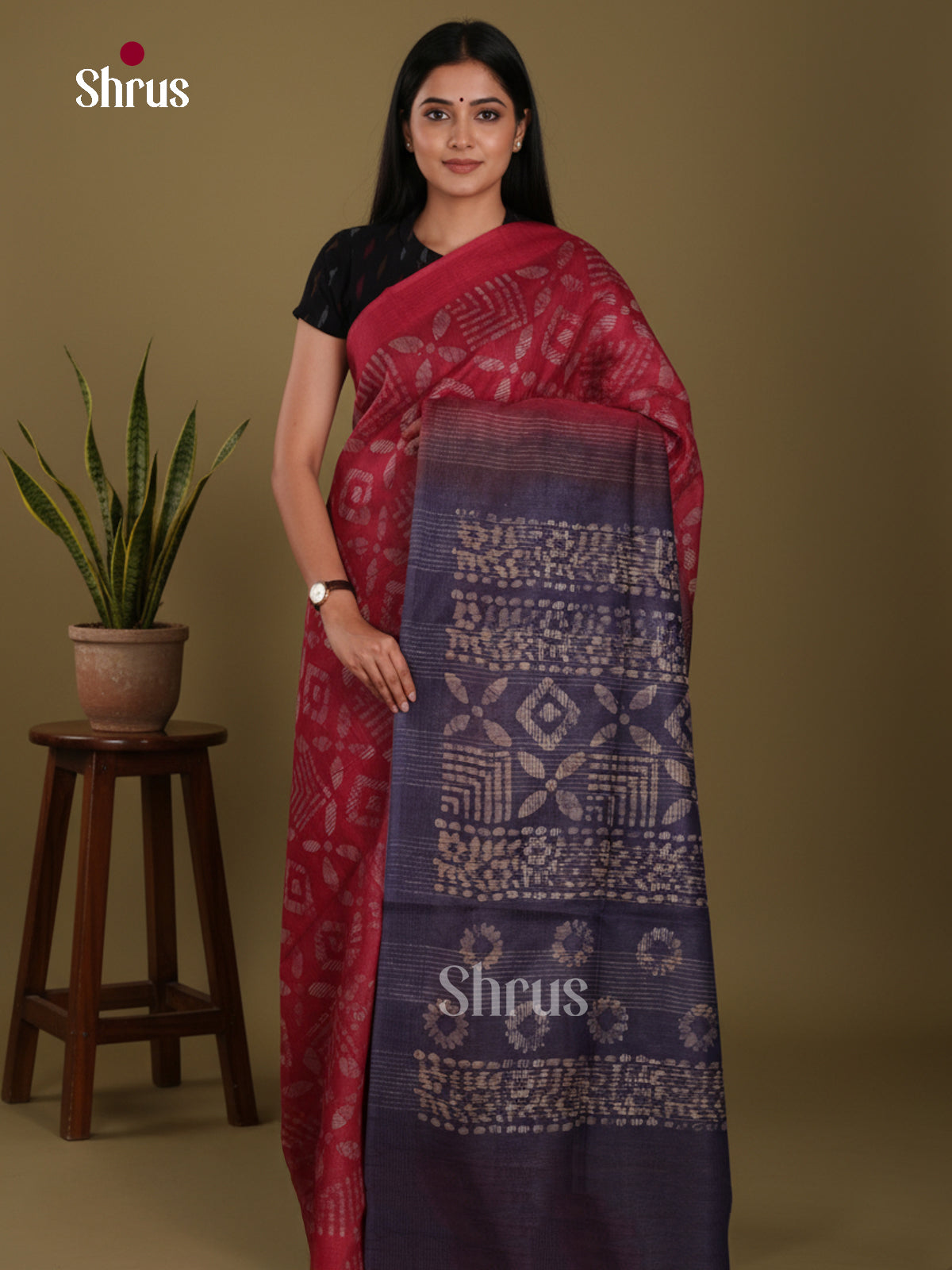 Maroon & Blue - Bhatik Saree