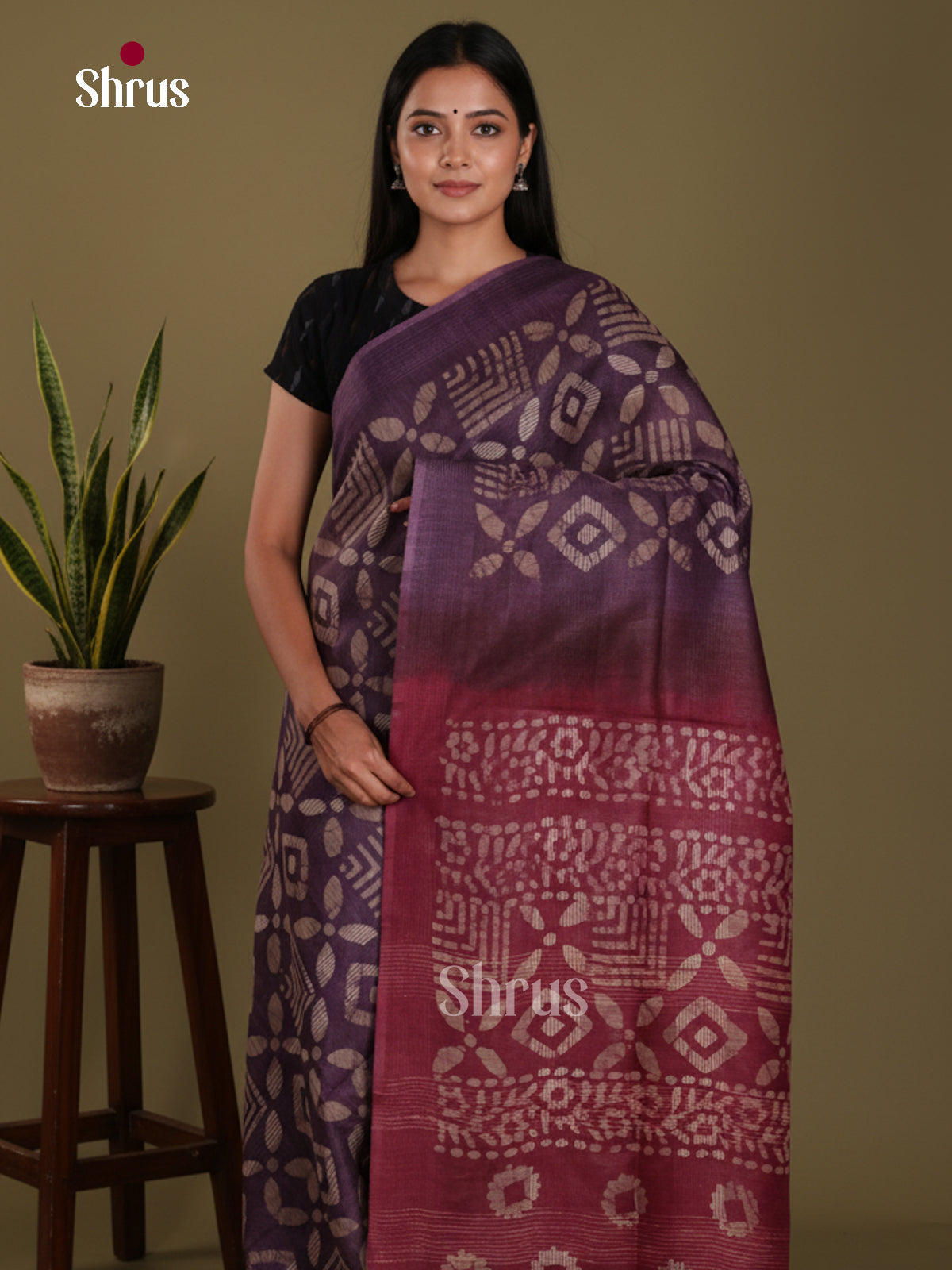 Violet & Maroon- Bhatik Saree