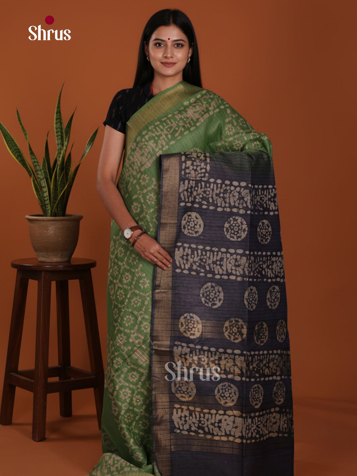Green & Black- Bhatik Saree