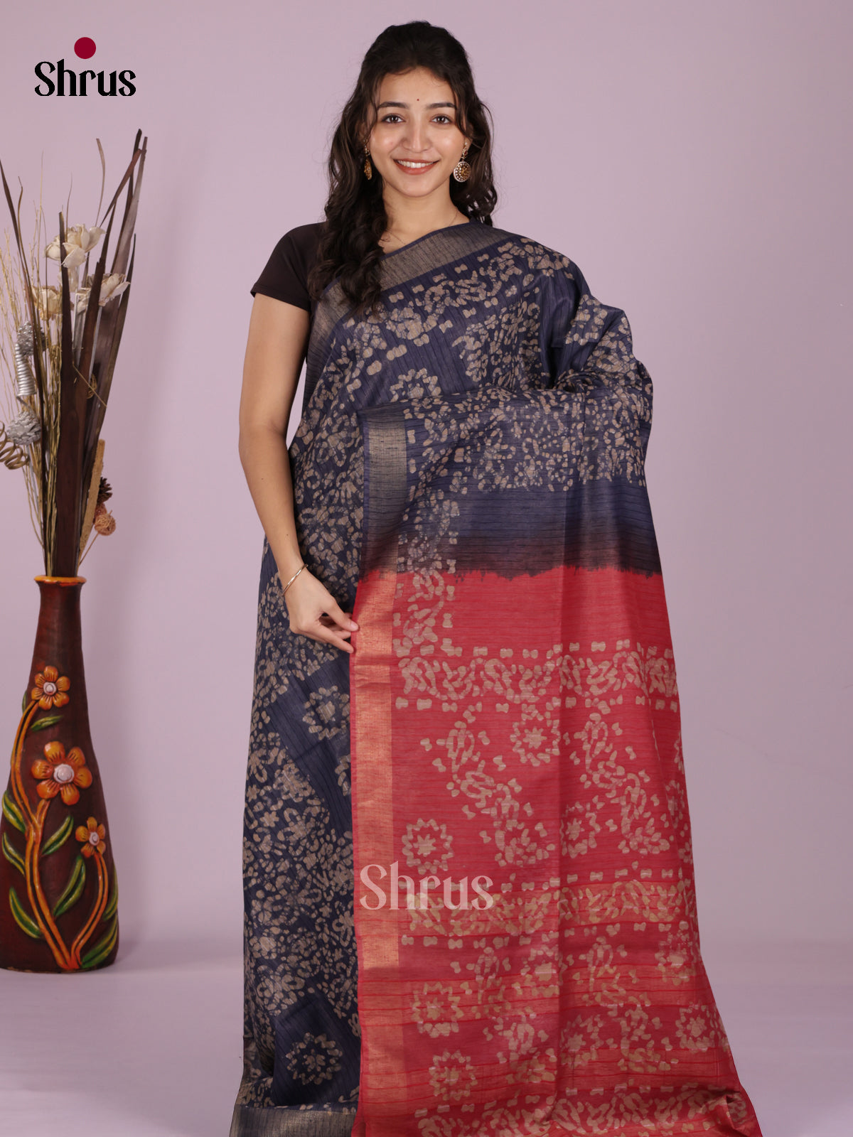 Blue & Red - Bhatik Saree