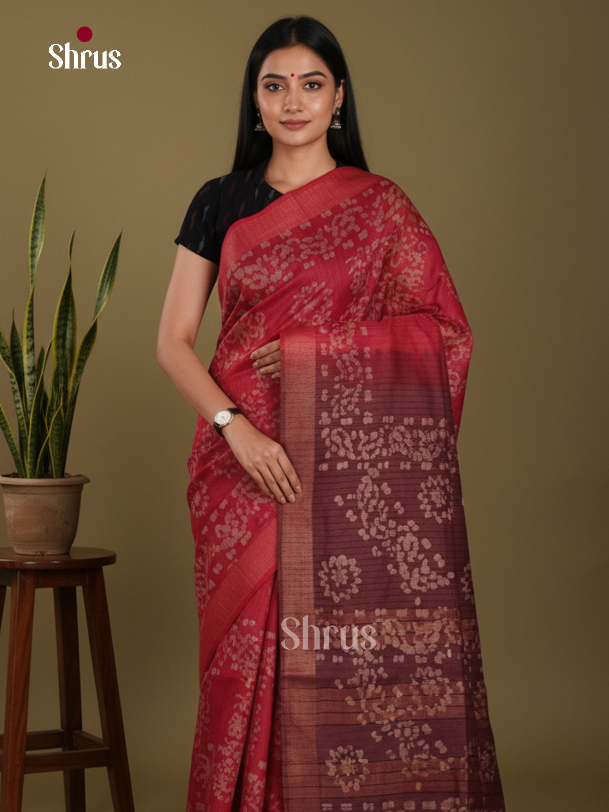Red & Maroon - Bhatik Saree