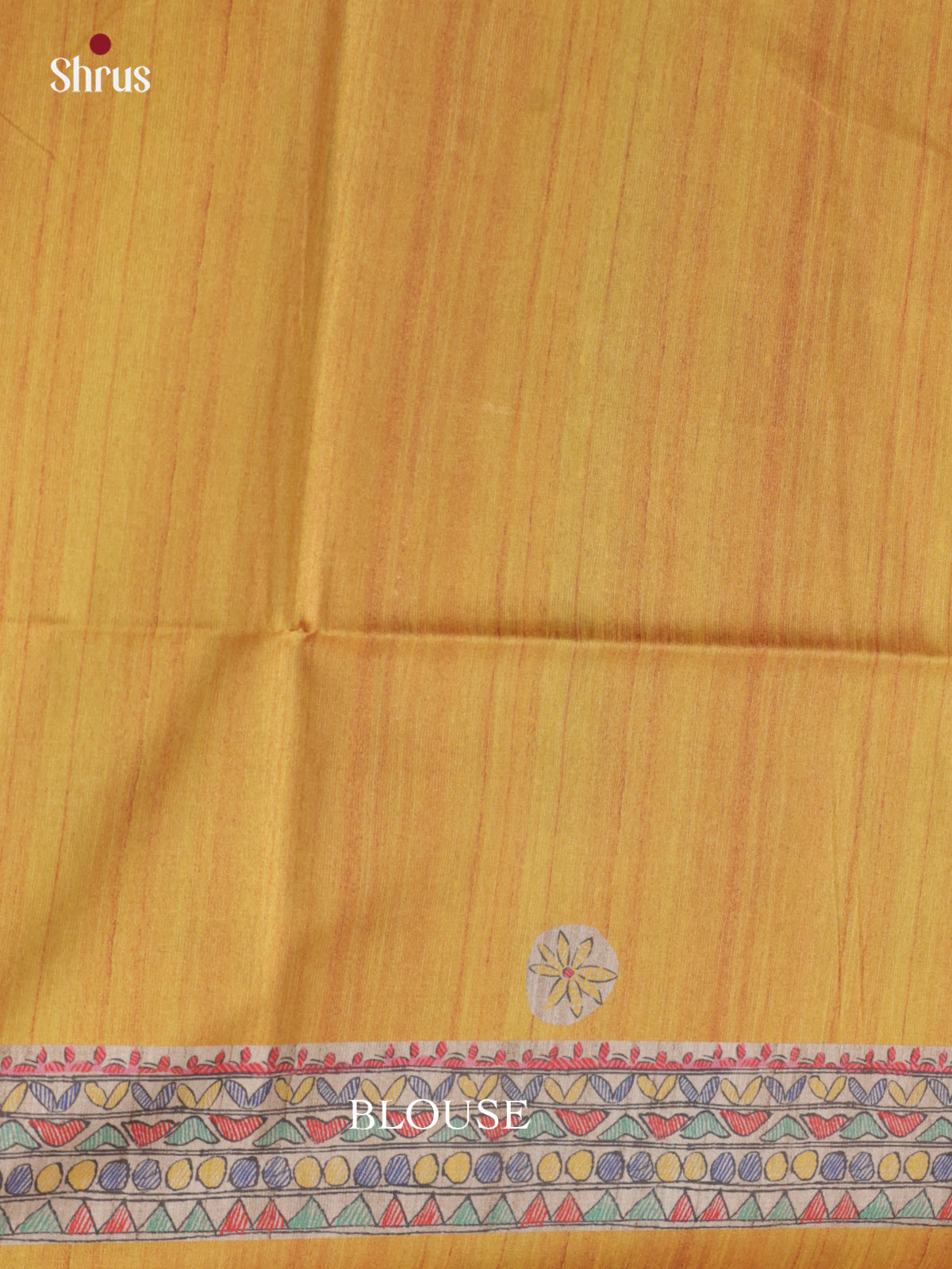 Mustard & Cream- Printed Madhubani Saree - Shop on Shrus.com