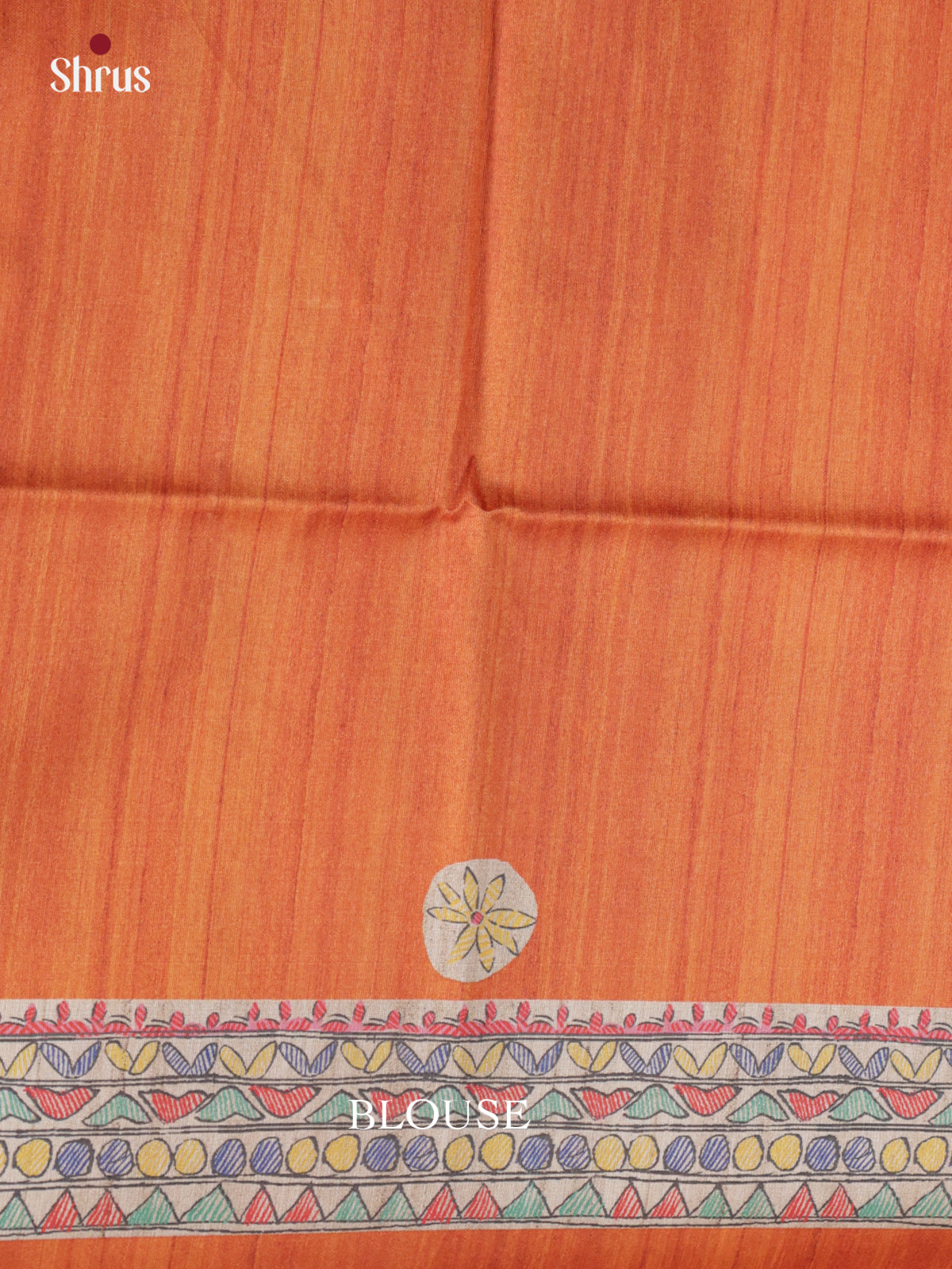 Orange & Cream- Printed Madhubani Saree - Shop on Shrus.com
