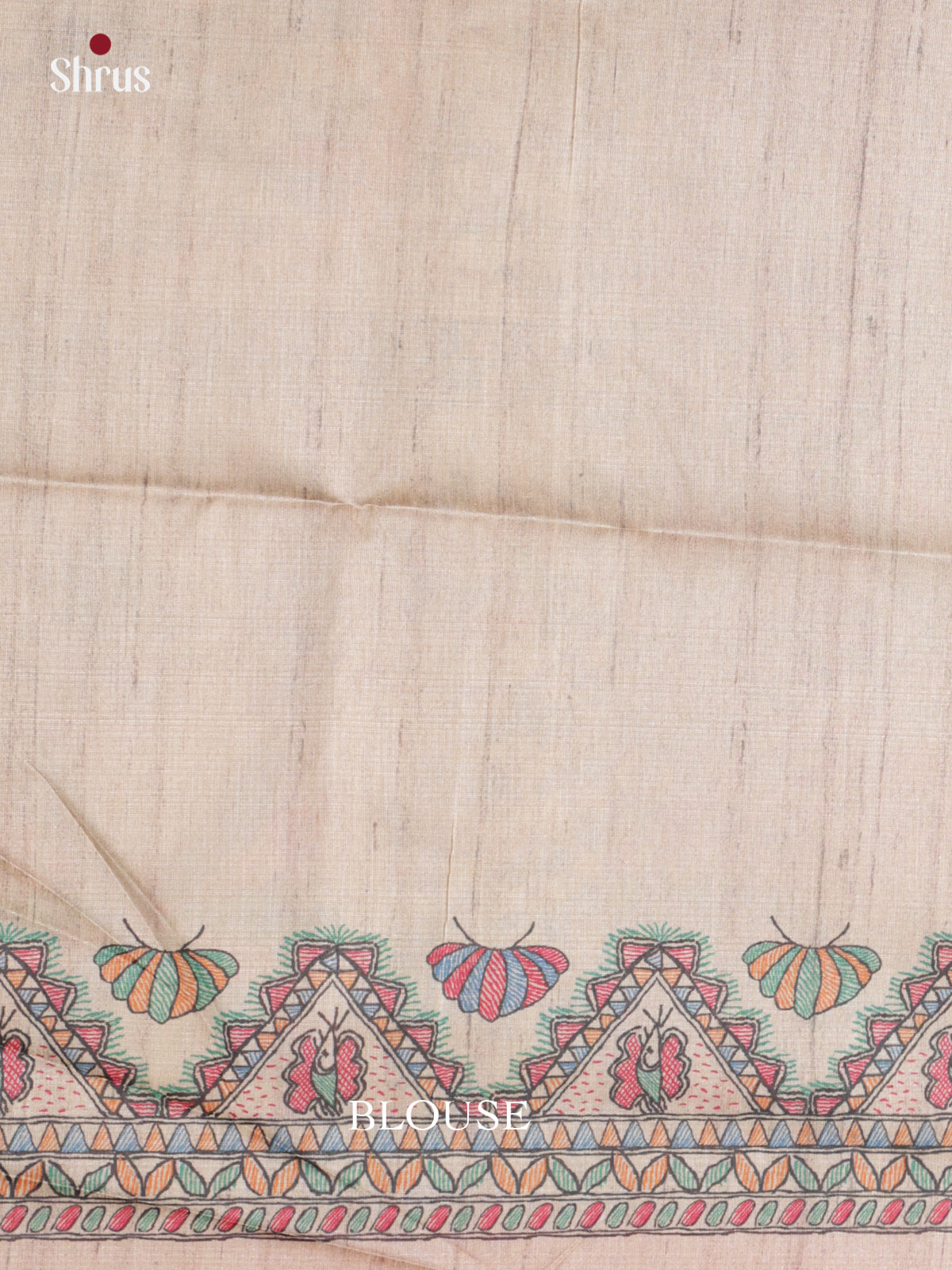 Red & Cream - Printed Madhubani Saree - Shop on Shrus.com