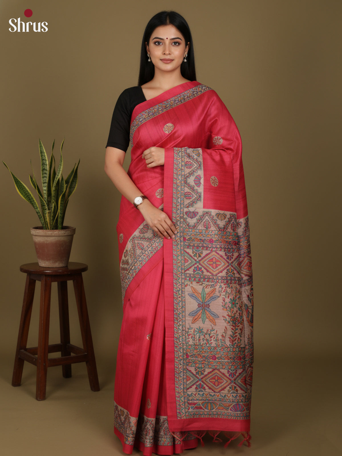 DLS03056 - Printed Madhubani Saree - Shop on Shrus.com