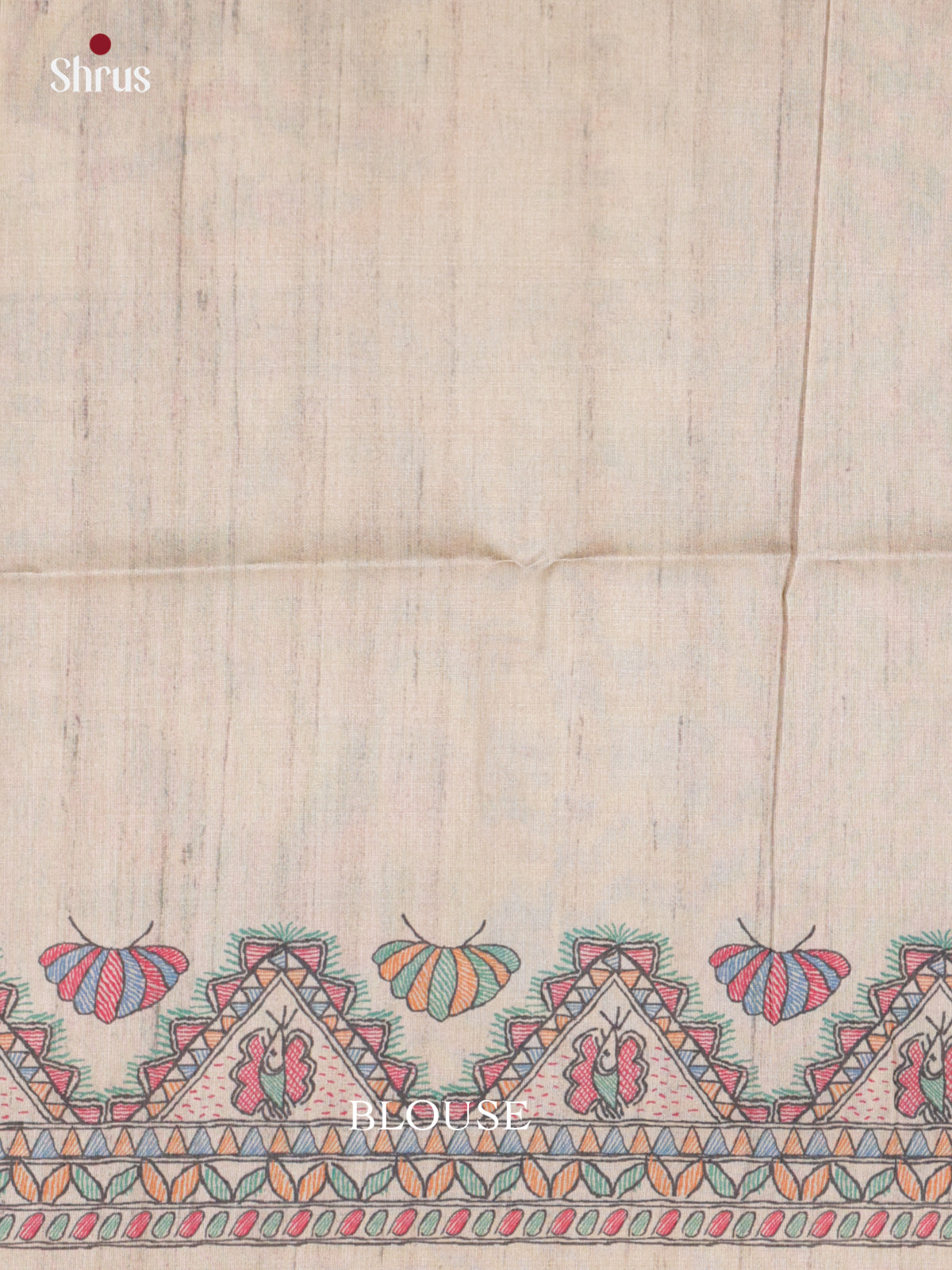Green & Cream - Printed Madhubani Saree - Shop on Shrus.com