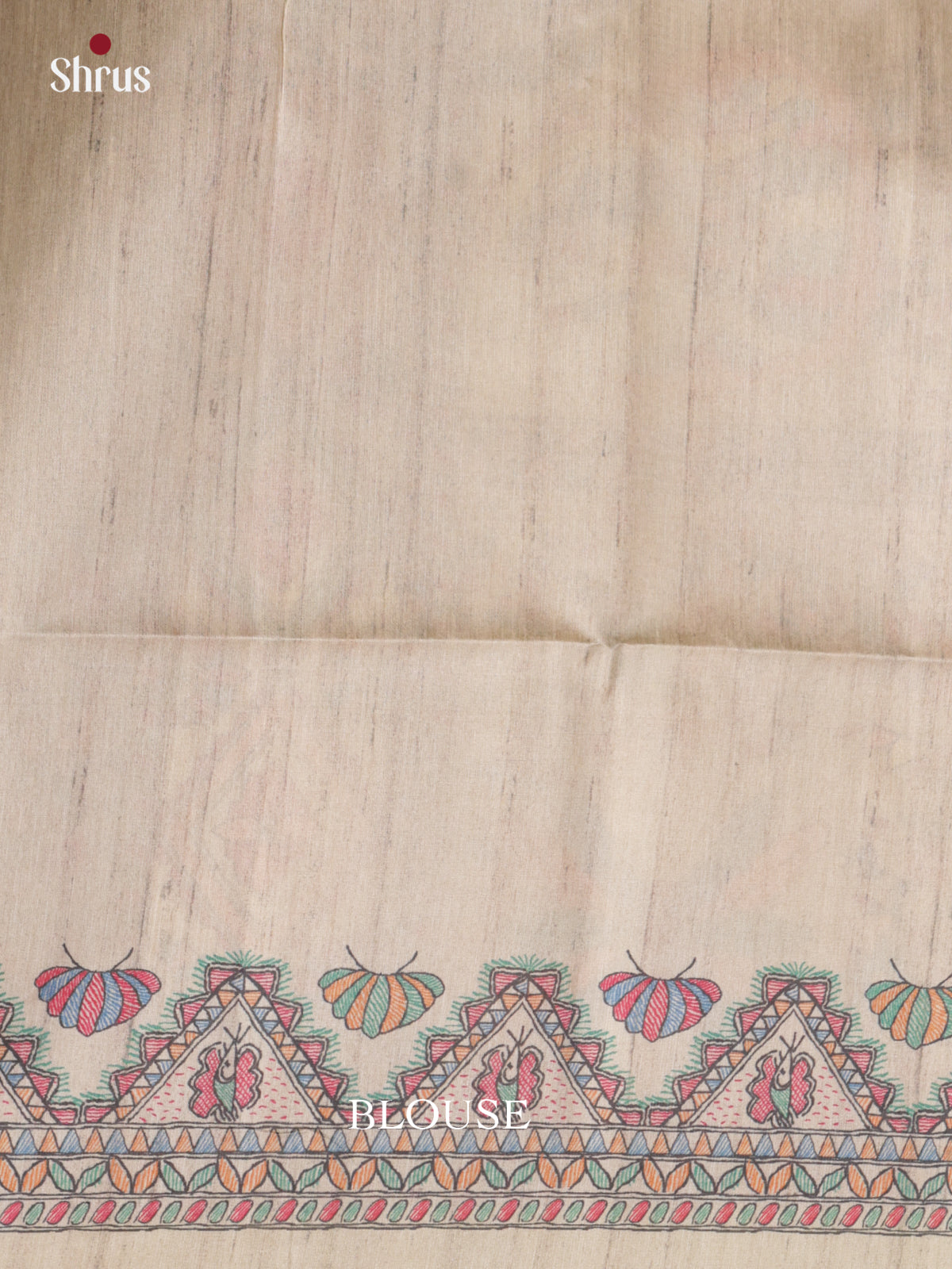 Green & Cream - Printed Madhubani Saree - Shop on Shrus.com