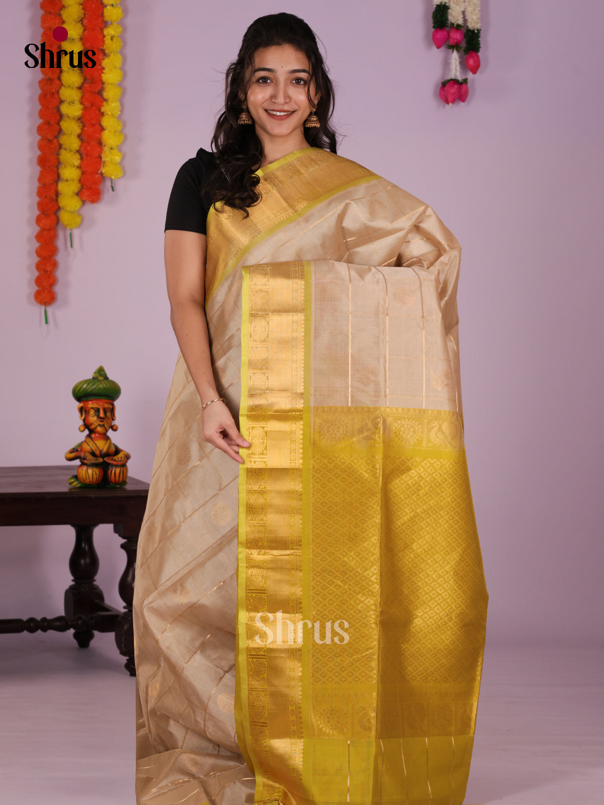 DLS04054 - NON KORVAI MEDIUM BORDER-Checks Saree