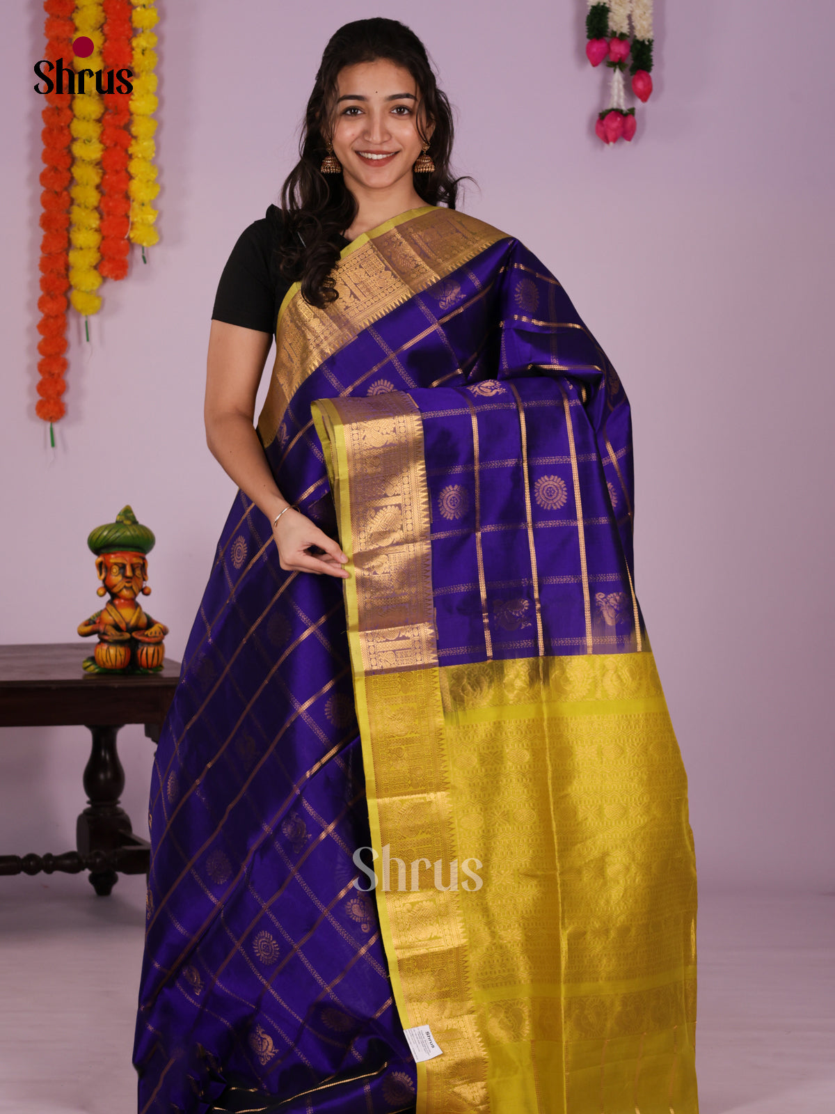 DLS04055 - NON KORVAI MEDIUM BORDER-Checks Saree