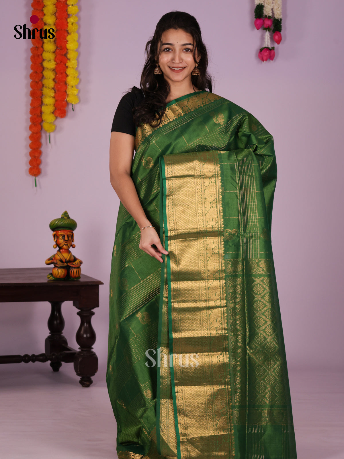 DLS04079 - NON KORVAI MEDIUM BORDER-Checks Saree