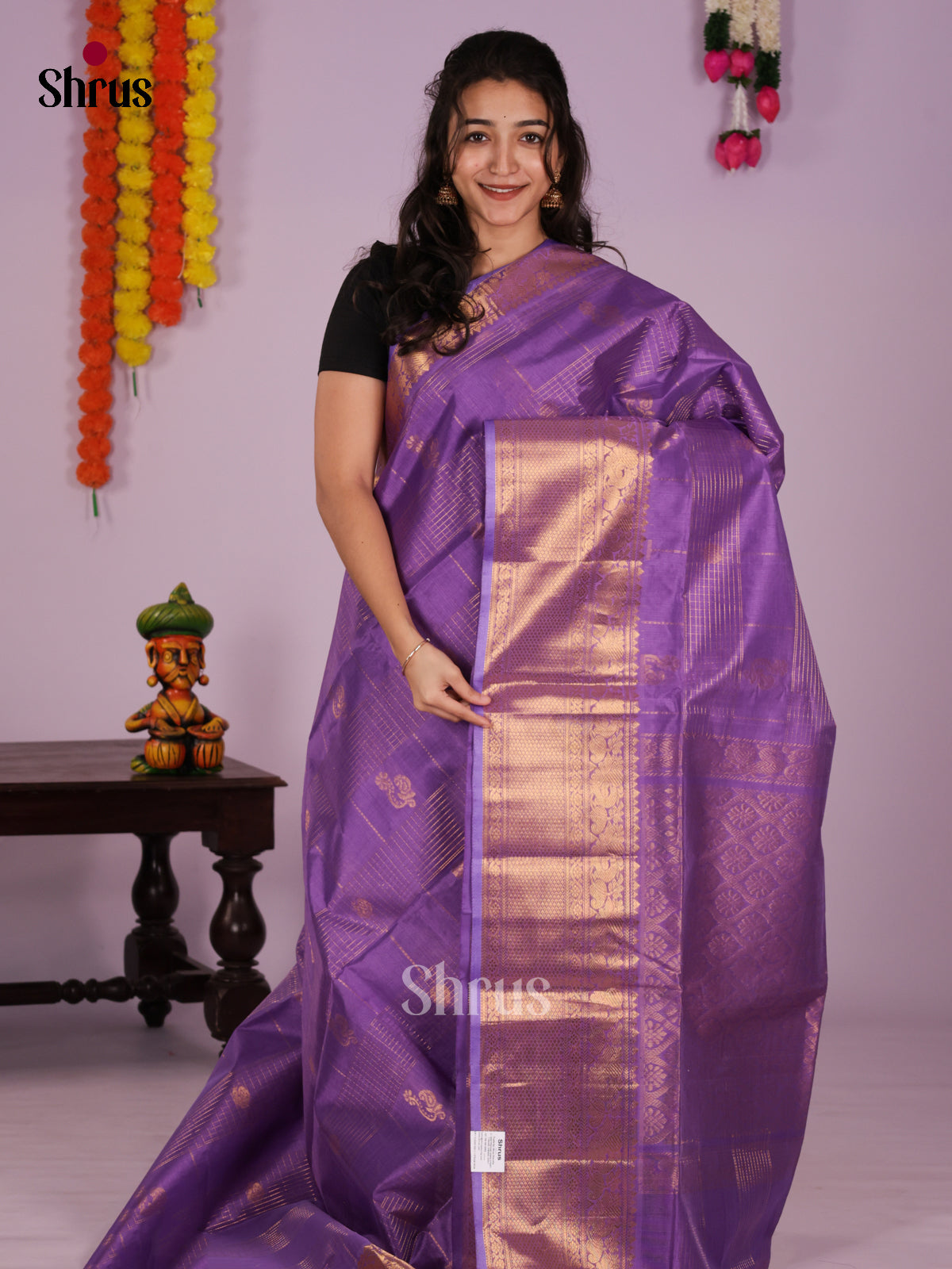 DLS04082 - NON KORVAI MEDIUM BORDER-Checks Saree
