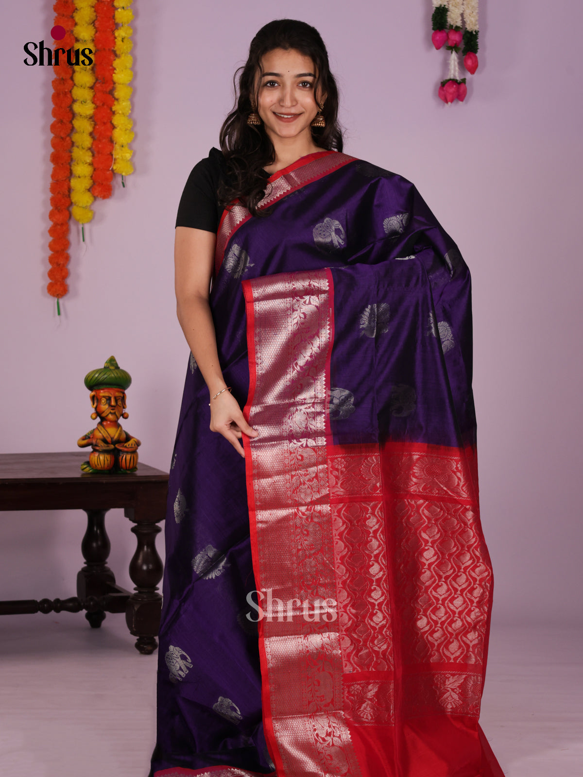 DLS04106 - NON KORVAI MEDIUM BORDER-Checks Saree