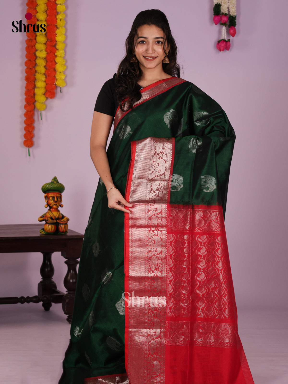 DLS04107 - NON KORVAI MEDIUM BORDER-Checks Saree