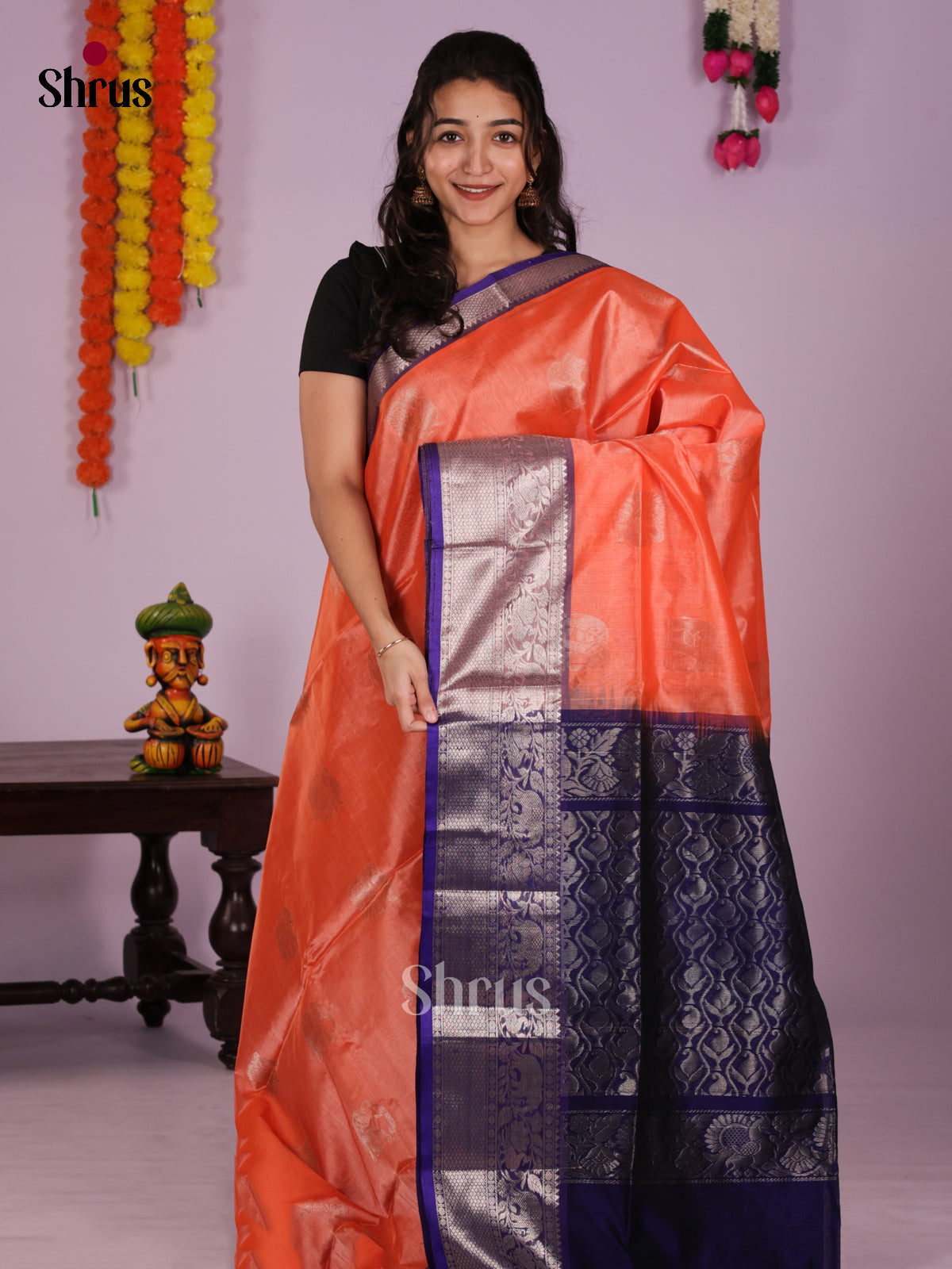 DLS04109 - NON KORVAI MEDIUM BORDER-Checks Saree