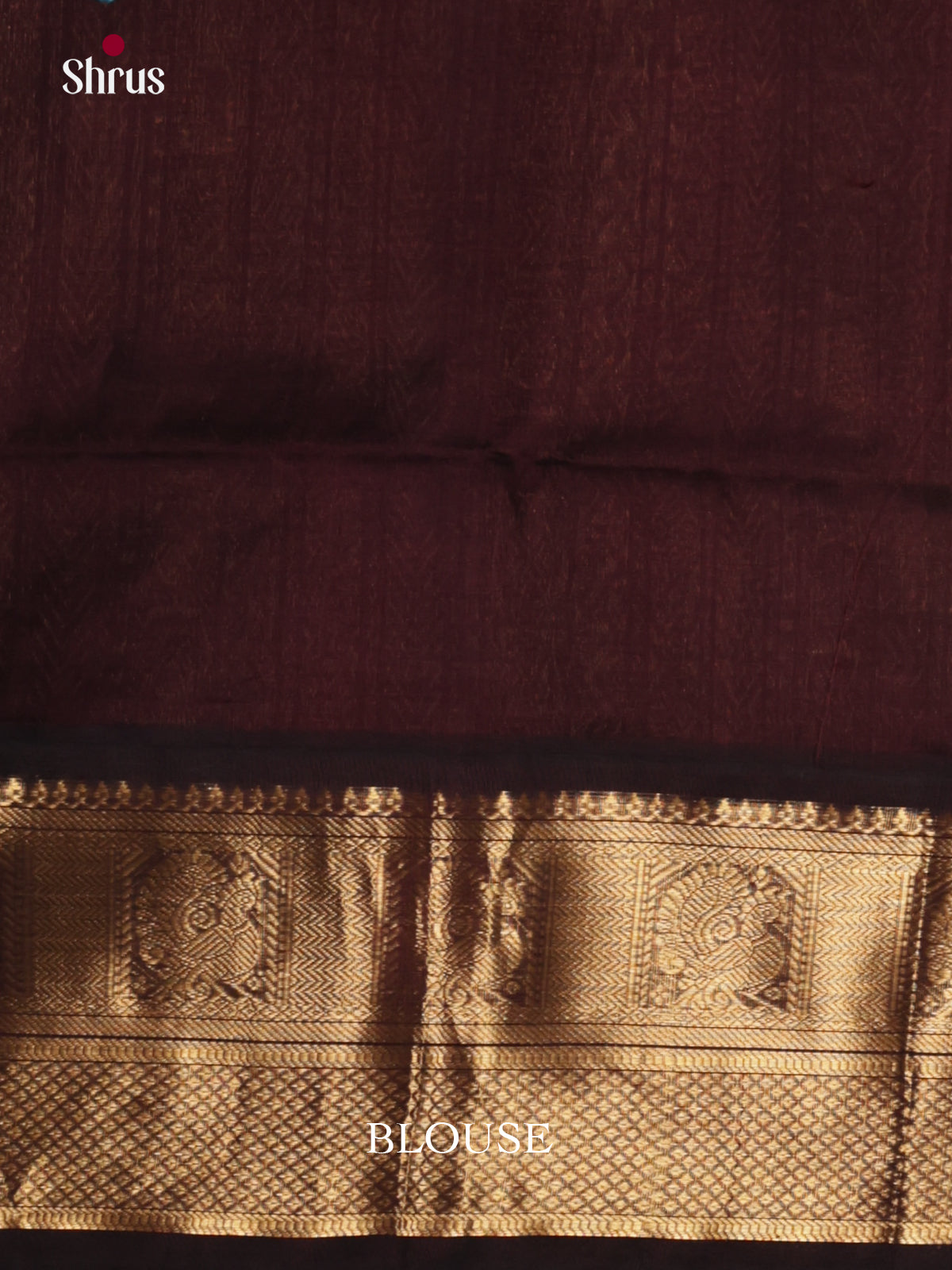 Teal & Brown Silk Cotton Korvai-Medium border Saree with zari peacock buttas - Shop on Shrus.com