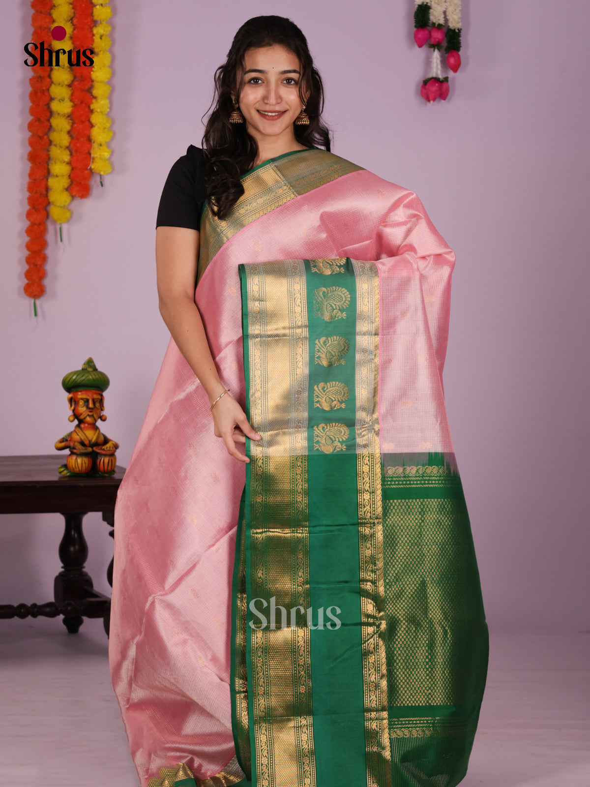 DLS04114 - NON KORVAI MEDIUM BORDER-Checks Saree