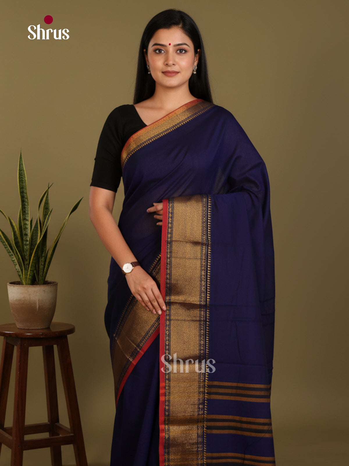 Blue & Red - Narayanpet Cotton Saree