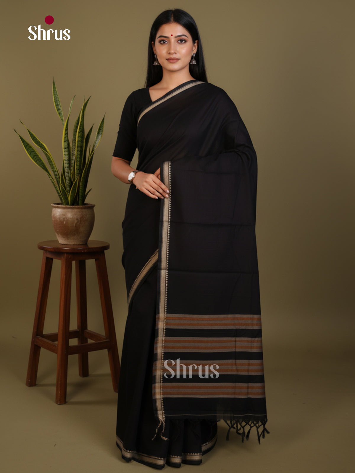 Black - Narayanpet Cotton Saree - Shop on Shrus.com
