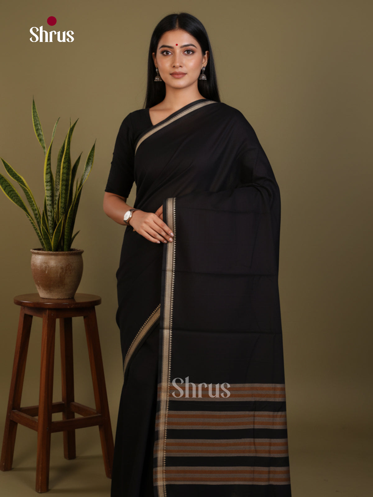 Black - Narayanpet Cotton Saree - Shop on Shrus.com