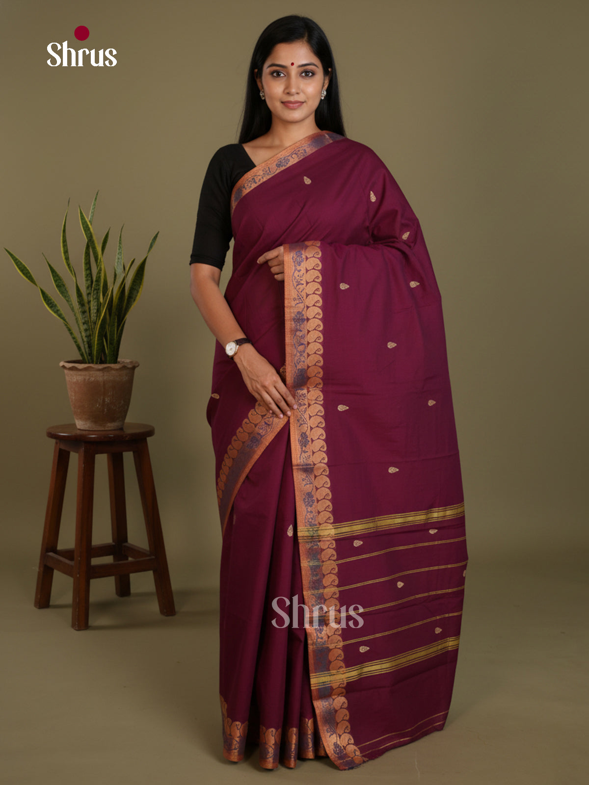 DLS06002 - Chettinad Mix Cotton-Without Blouse Saree