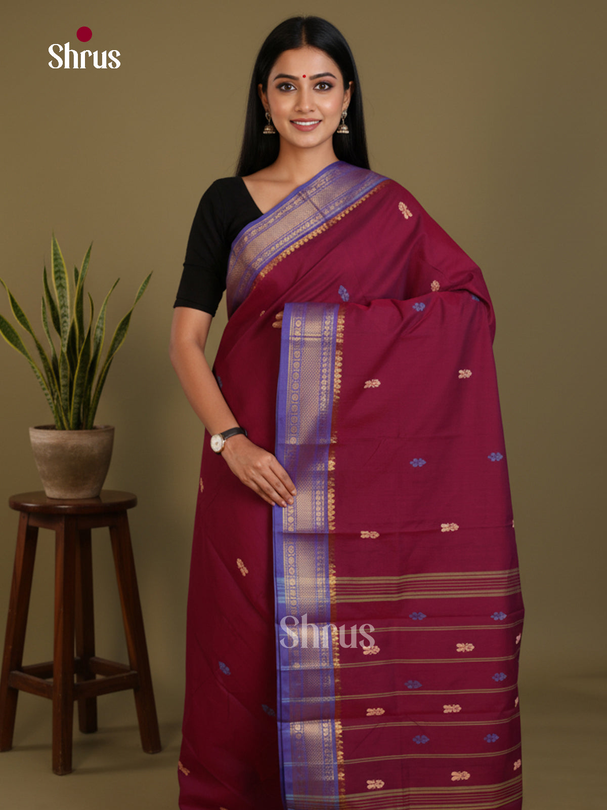 DLS06012 - Chettinad Mix Cotton-Without Blouse Saree - Shop on Shrus.com