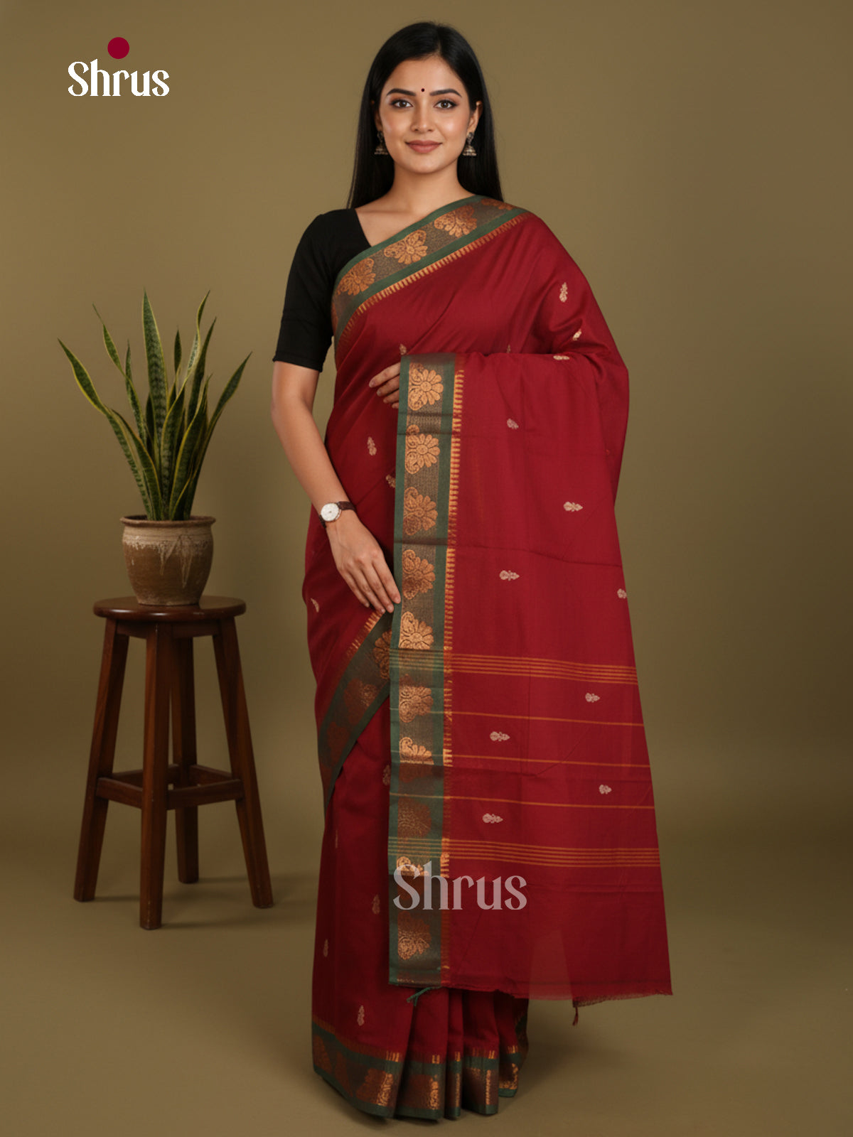 DLS06020 - Chettinad Mix Cotton-Without Blouse Saree - Shop on Shrus.com