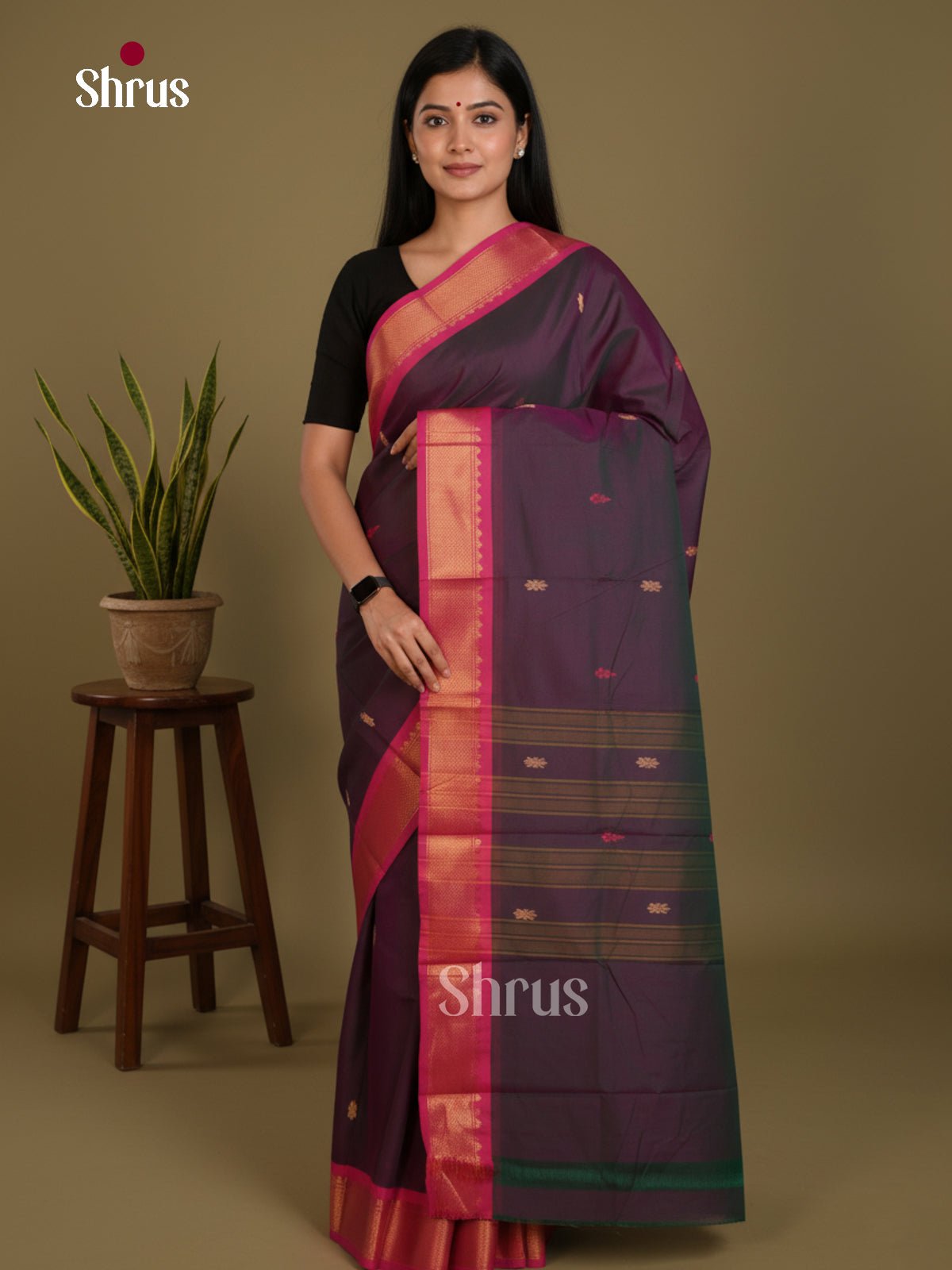 Purple & Pink - Chettinad Mix Cotton-Without Blouse Saree-DLS06050 - Shop on Shrus.com