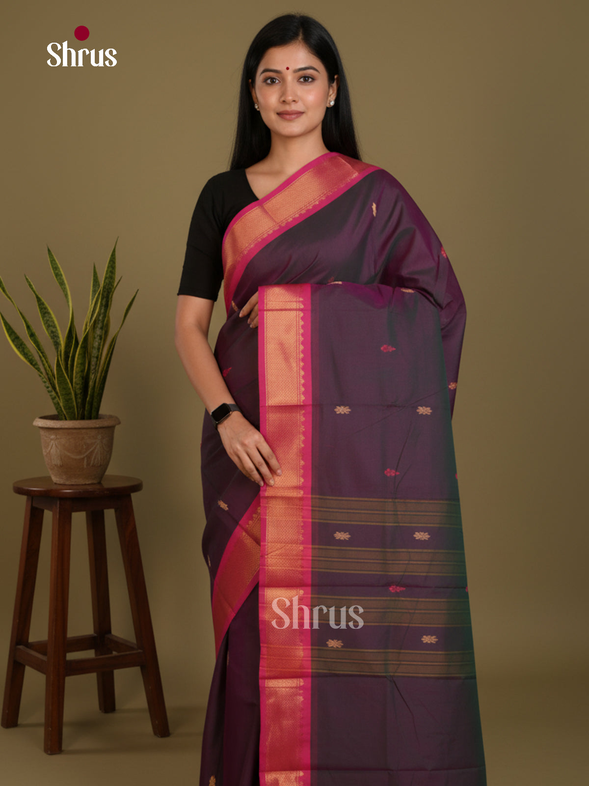 Purple & Pink - Chettinad Mix Cotton-Without Blouse Saree-DLS06050 - Shop on Shrus.com