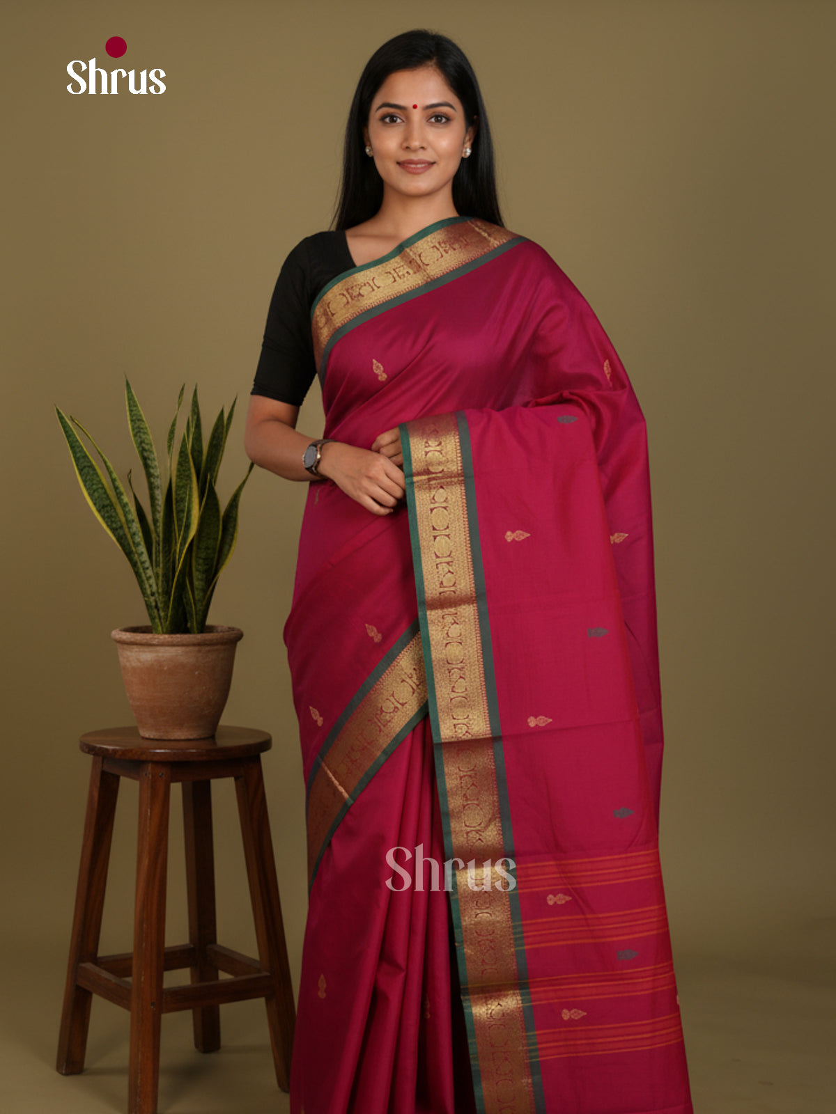 Maroon & Green - Chettinad Mix Cotton-Without Blouse Saree - DLS06058 - Shop on Shrus.com