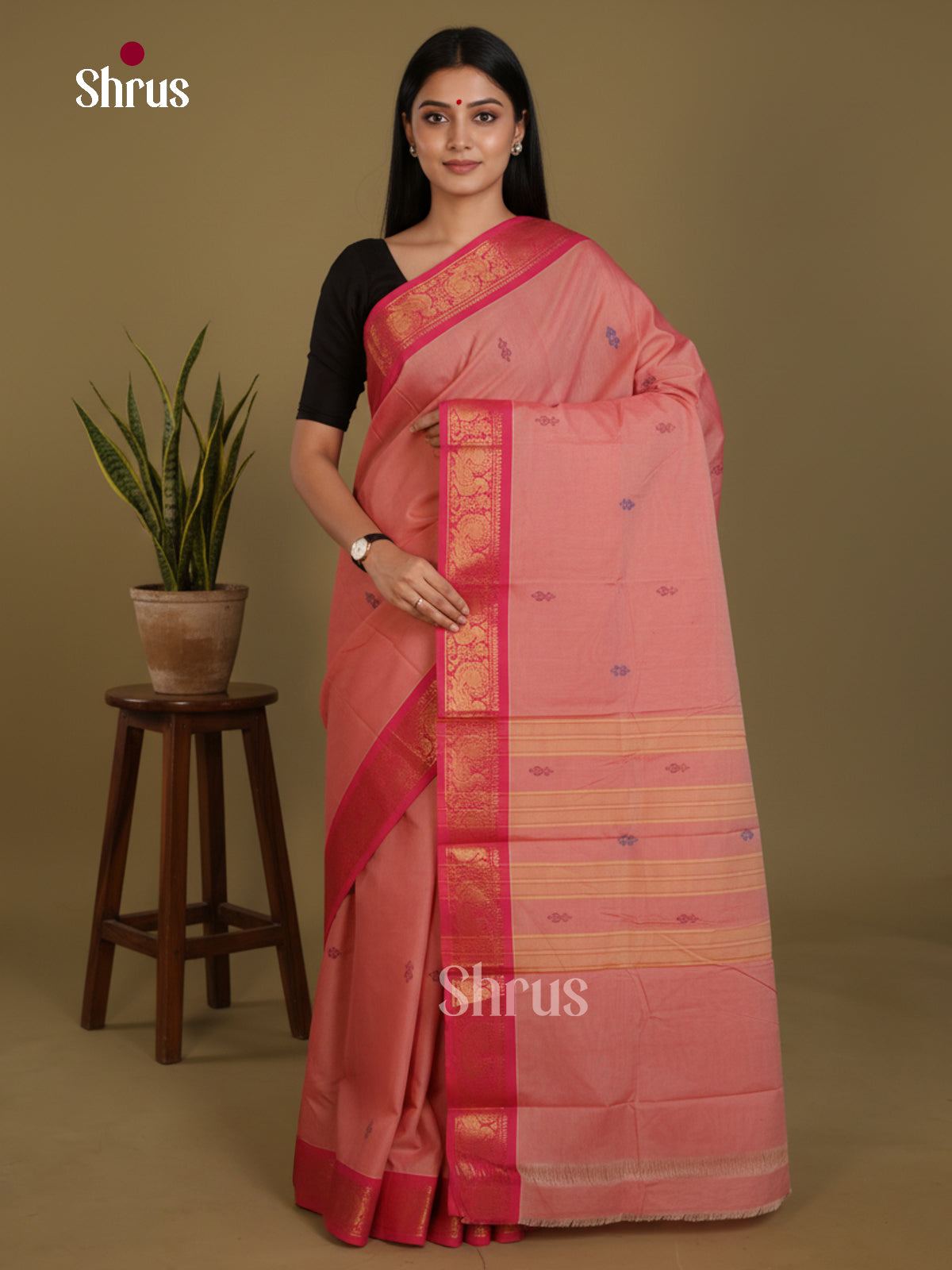 DLS06075 - Chettinad Mix Cotton-Without Blouse Saree - Shop on Shrus.com