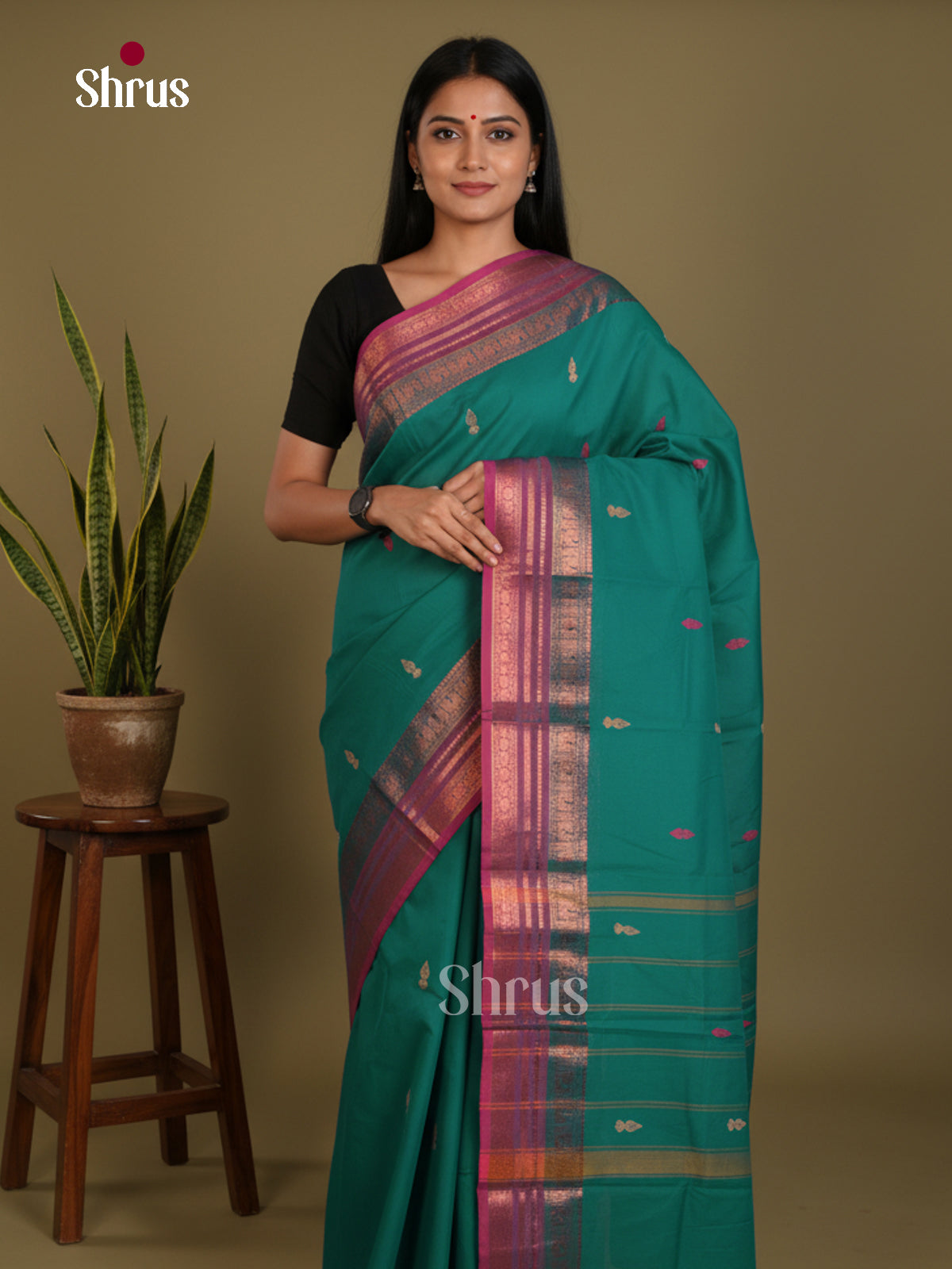 Green & Purple - Chettinad Mix Cotton-Without Blouse Saree -DLS06098 - Shop on Shrus.com