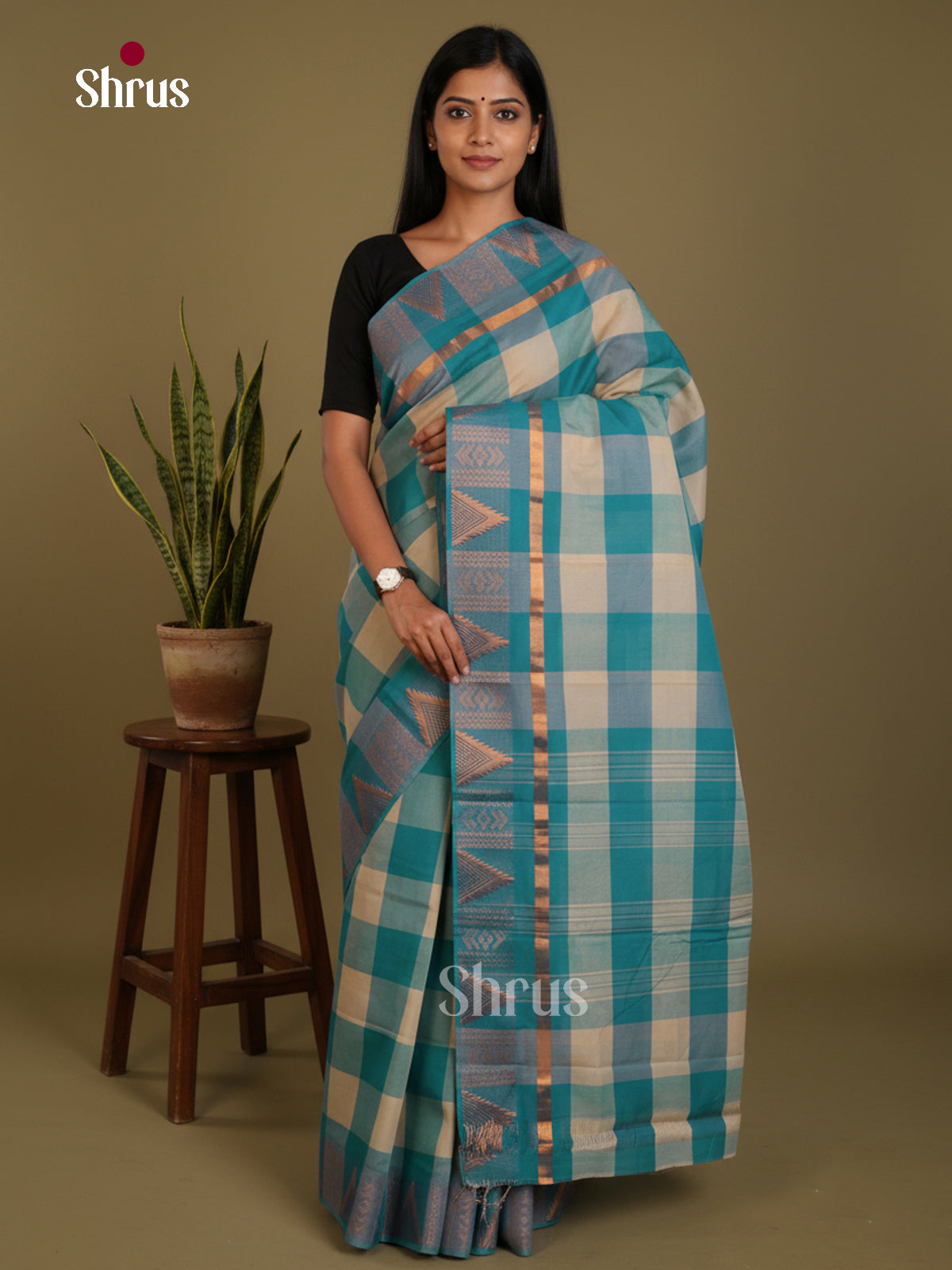DLS06106 - Chettinad Mix Cotton-Without Blouse Saree - Shop on Shrus.com