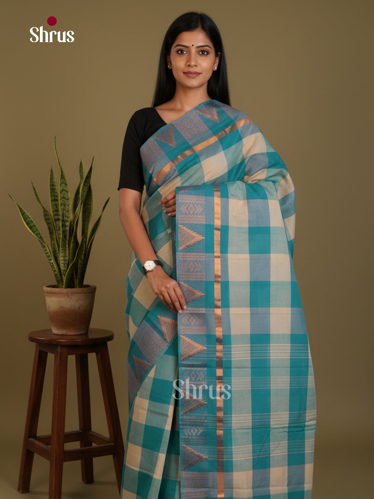 DLS06106 - Chettinad Mix Cotton-Without Blouse Saree - Shop on Shrus.com