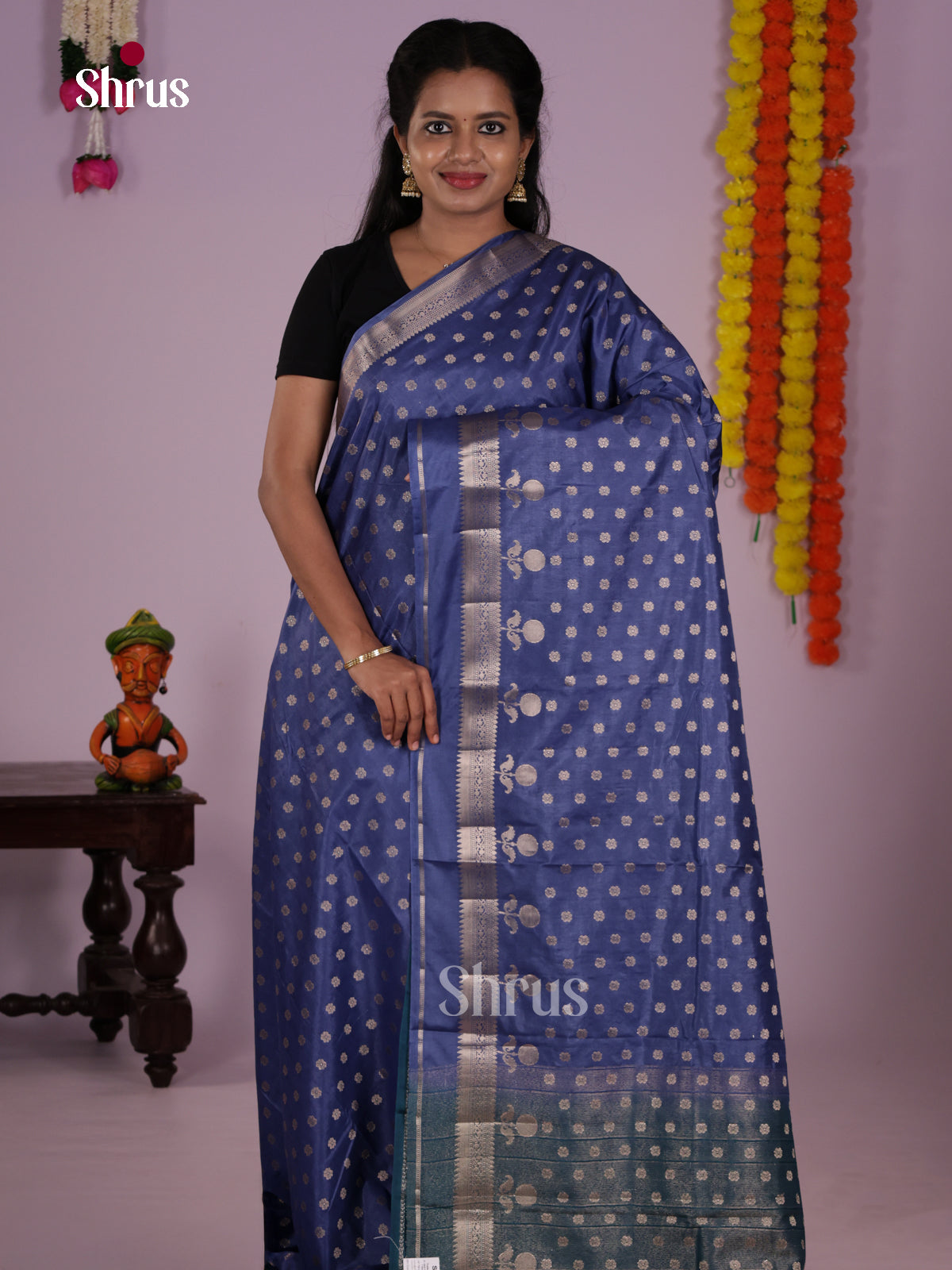 Blue - North Silk Cotton Saree - DLS06124