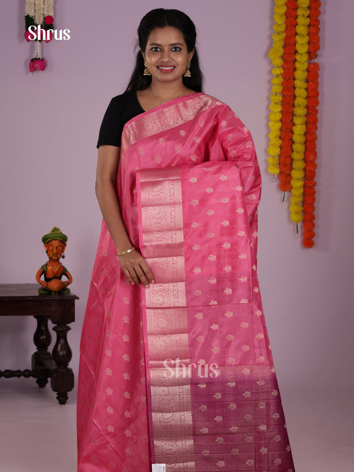 Pink & Purple - North Silk Cotton Saree- DLS06136