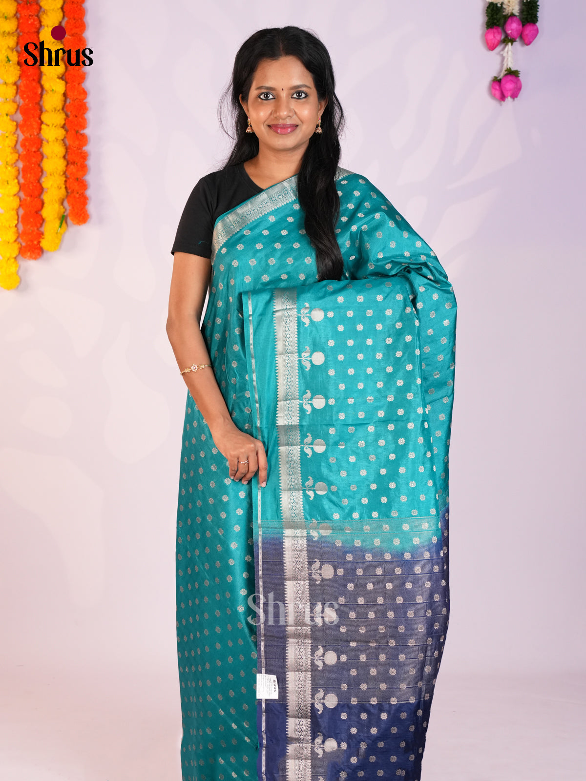 Teal & Blue - North Silk Cotton Saree -DLS06169
