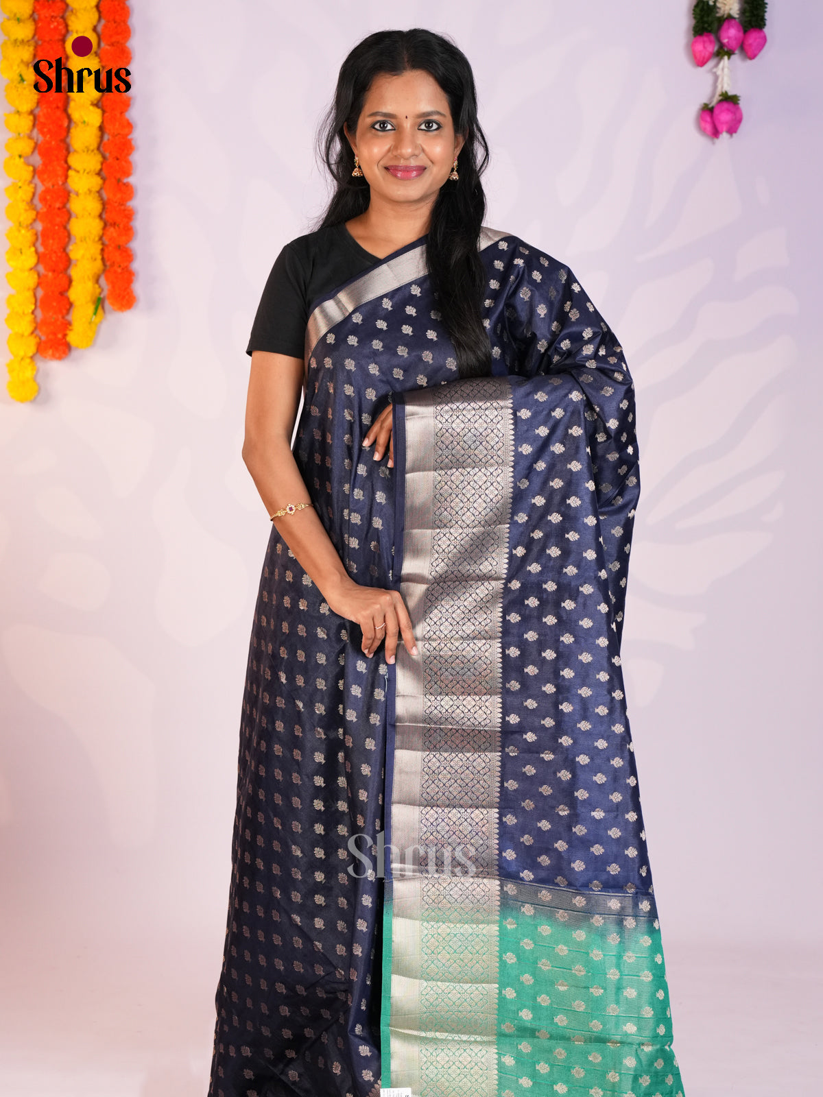 Blue & Green - North Silk Cotton Saree-DLS06240