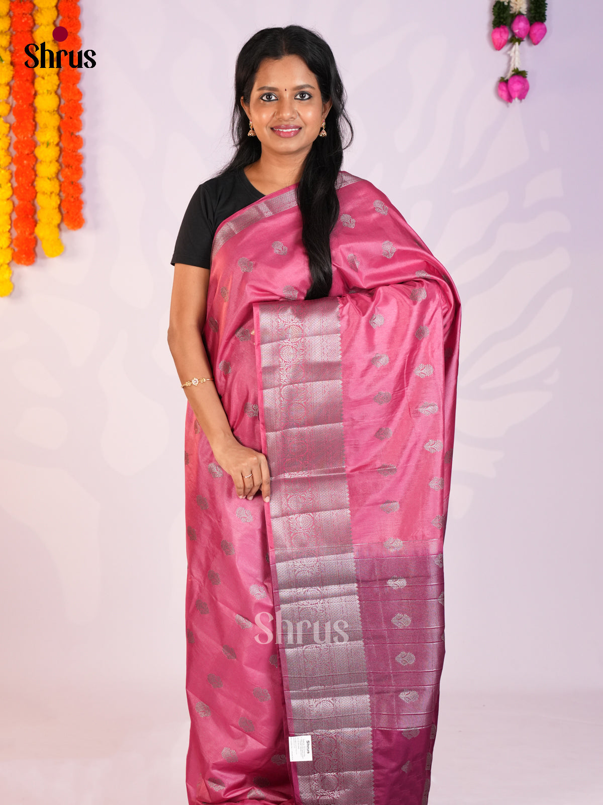 Pink & Maroon- North Silk Cotton Saree -DLS06243 - Shop on Shrus.com