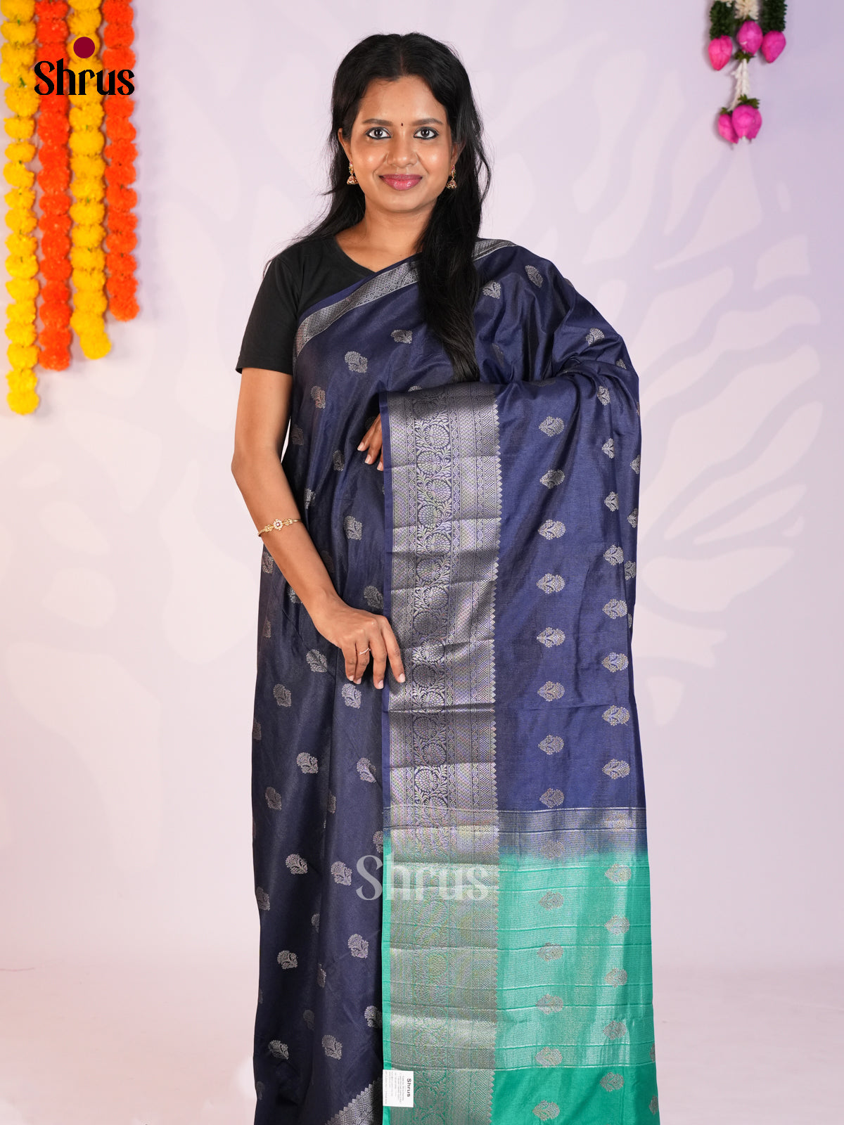 Blue & Green - North Silk Cotton Saree- DLS06248