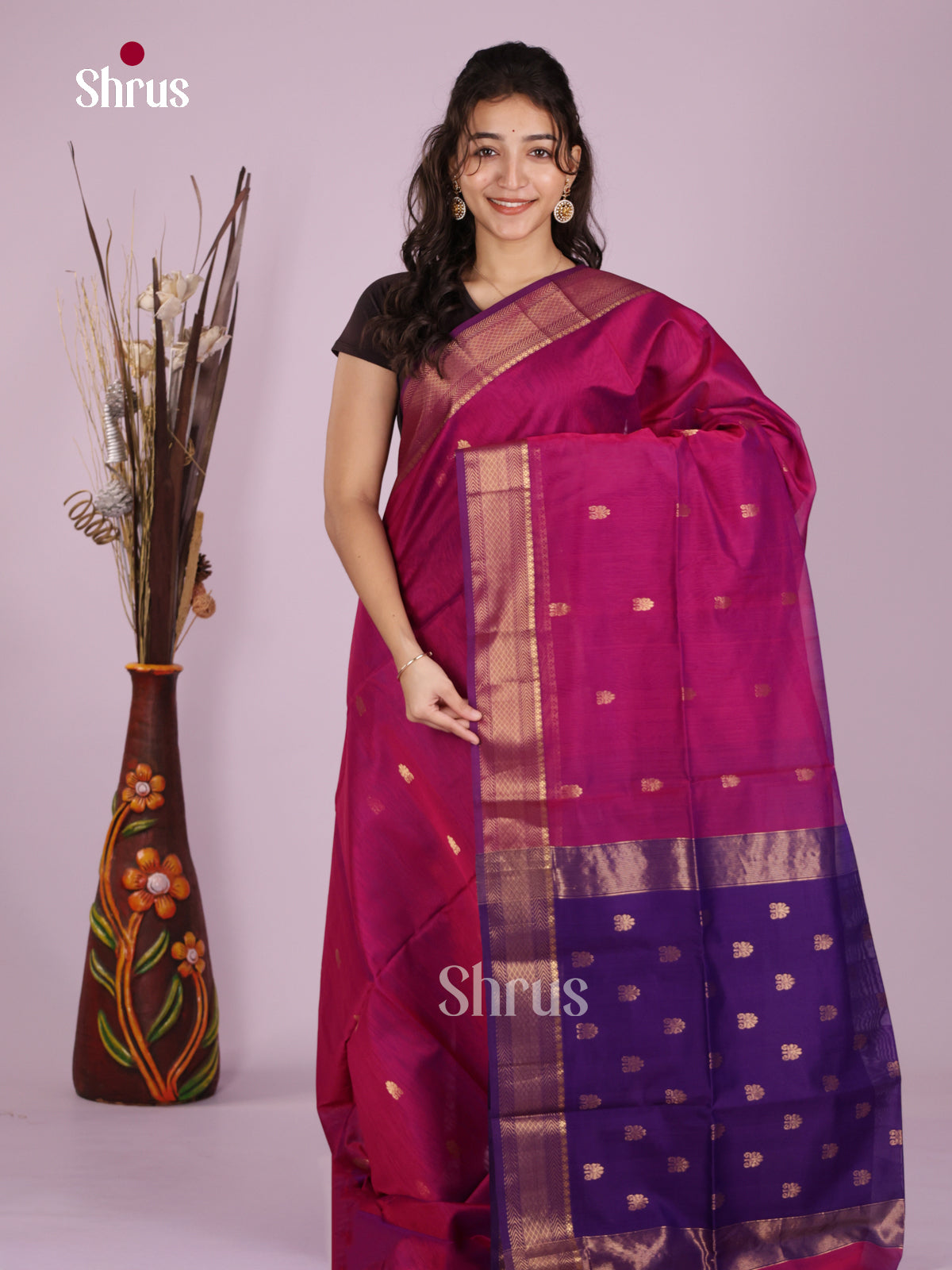 DLS06312 - Maheshwari silkcotton Saree - Shop on Shrus.com