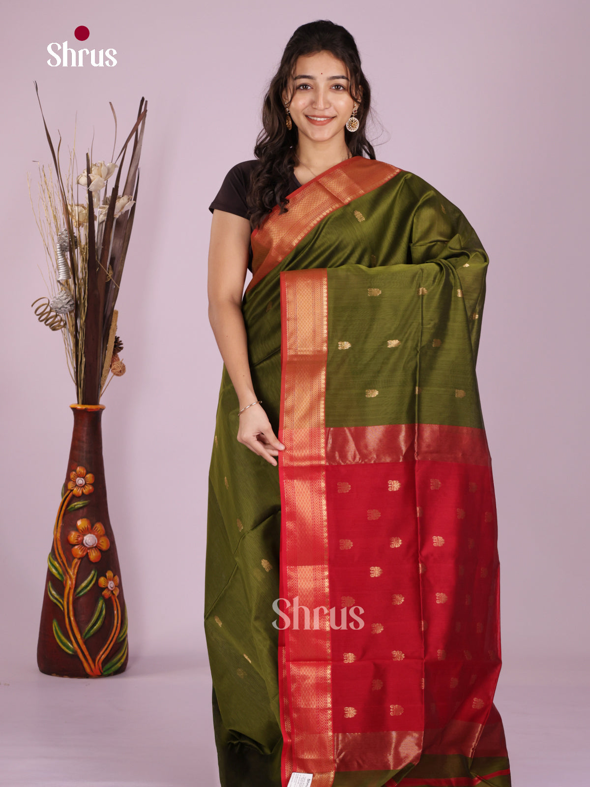 DLS06314 - Maheshwari silkcotton Saree - Shop on Shrus.com