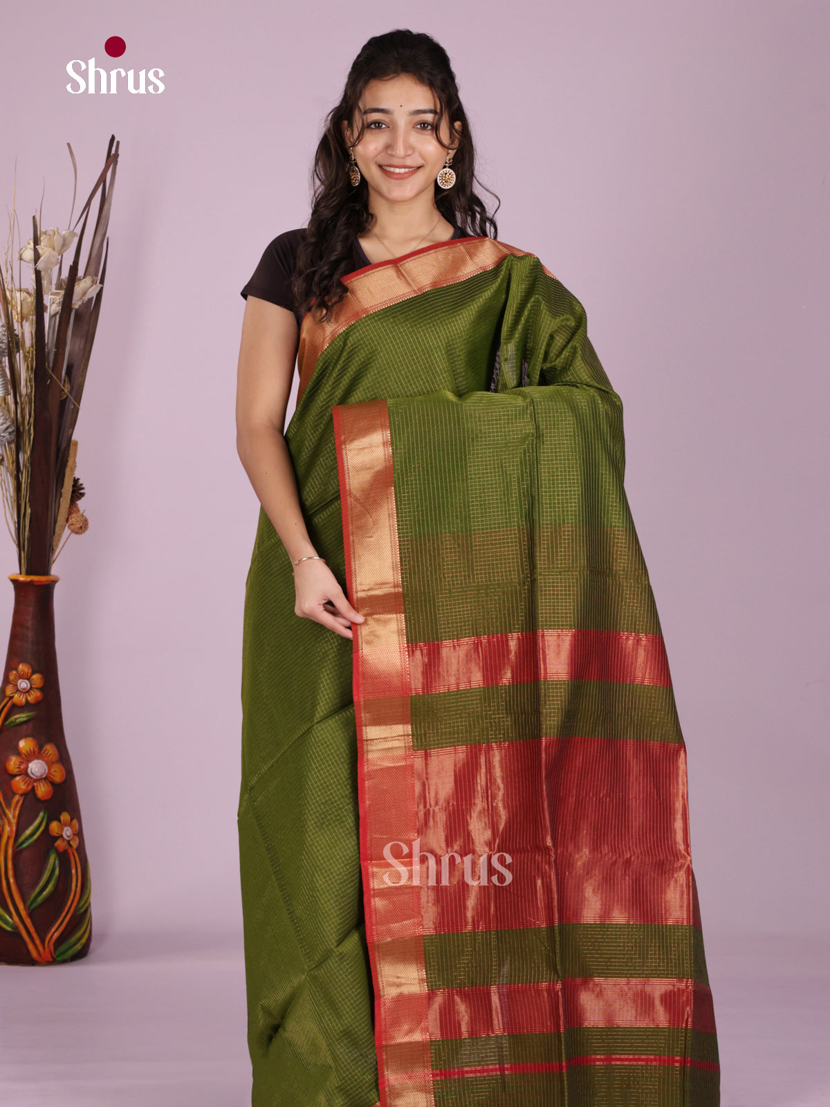 DLS06327 - Maheshwari silkcotton Saree - Shop on Shrus.com